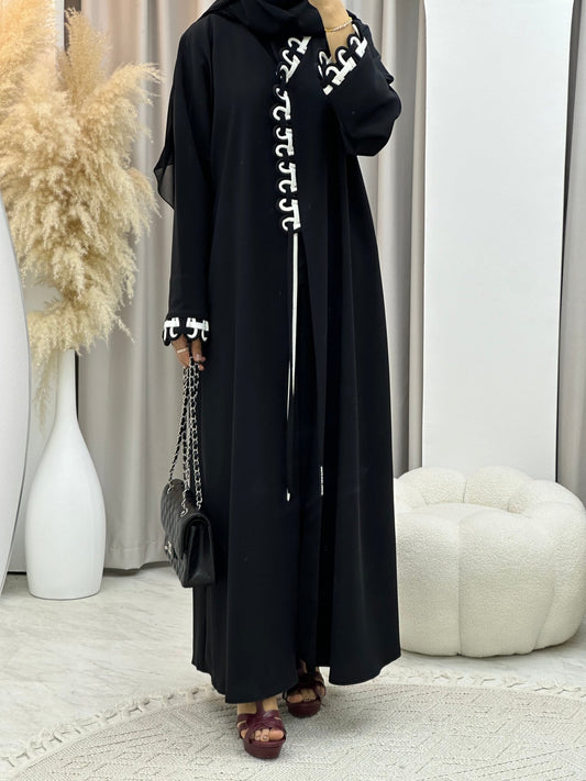 C 0162 White Black Abaya