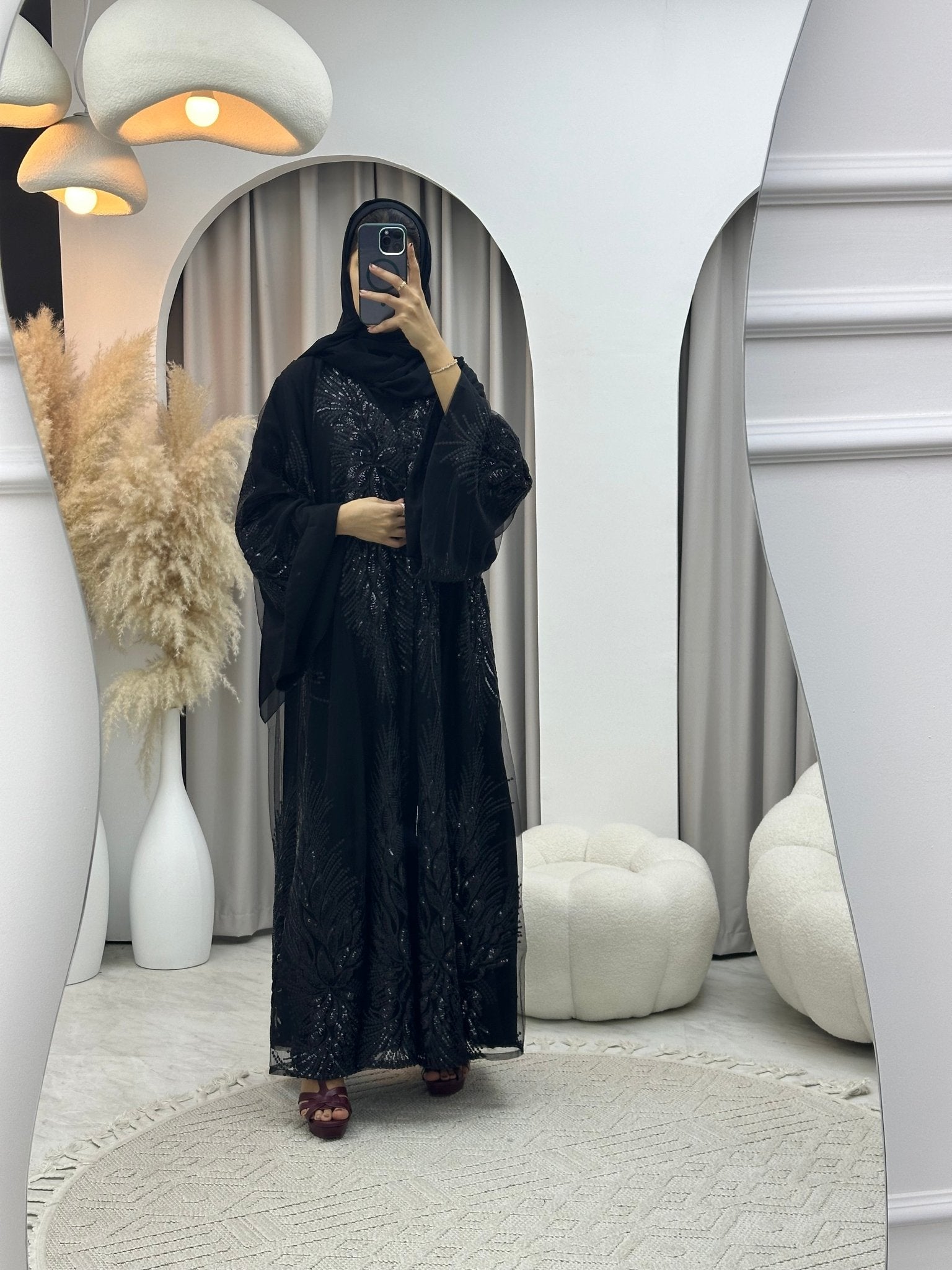 C 0165 Dantel Black Abaya