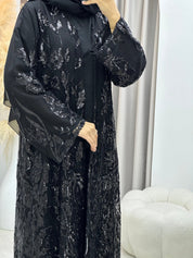 C 0166 Dantel Black Abaya