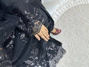 C 0167 Dantel Black Abaya
