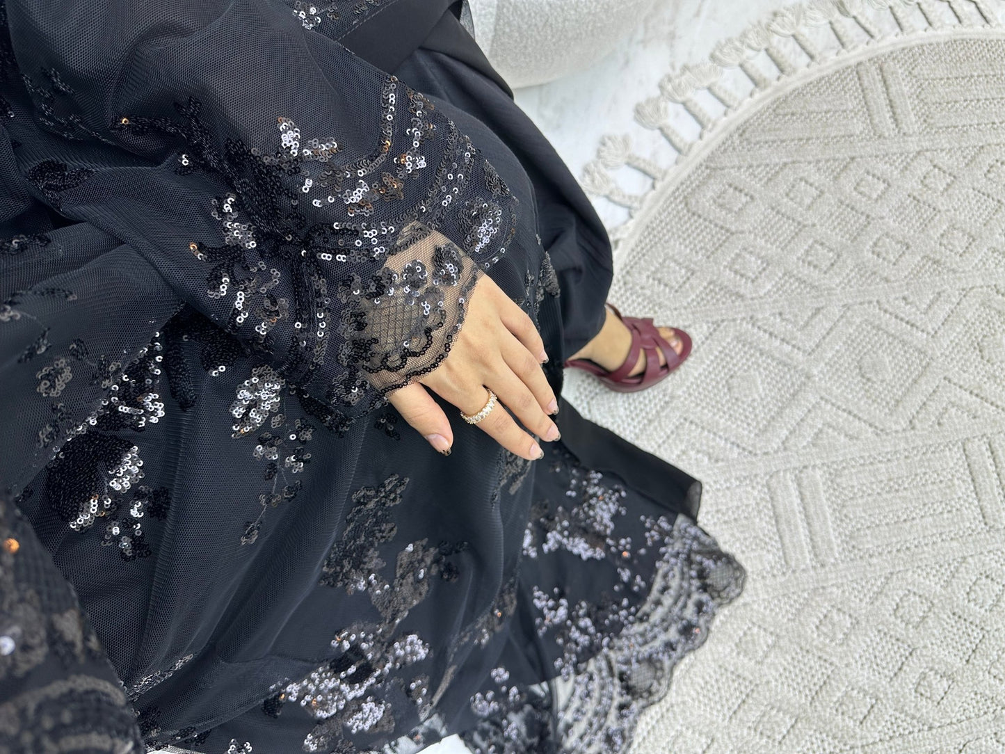 C 0167 Dantel Black Abaya