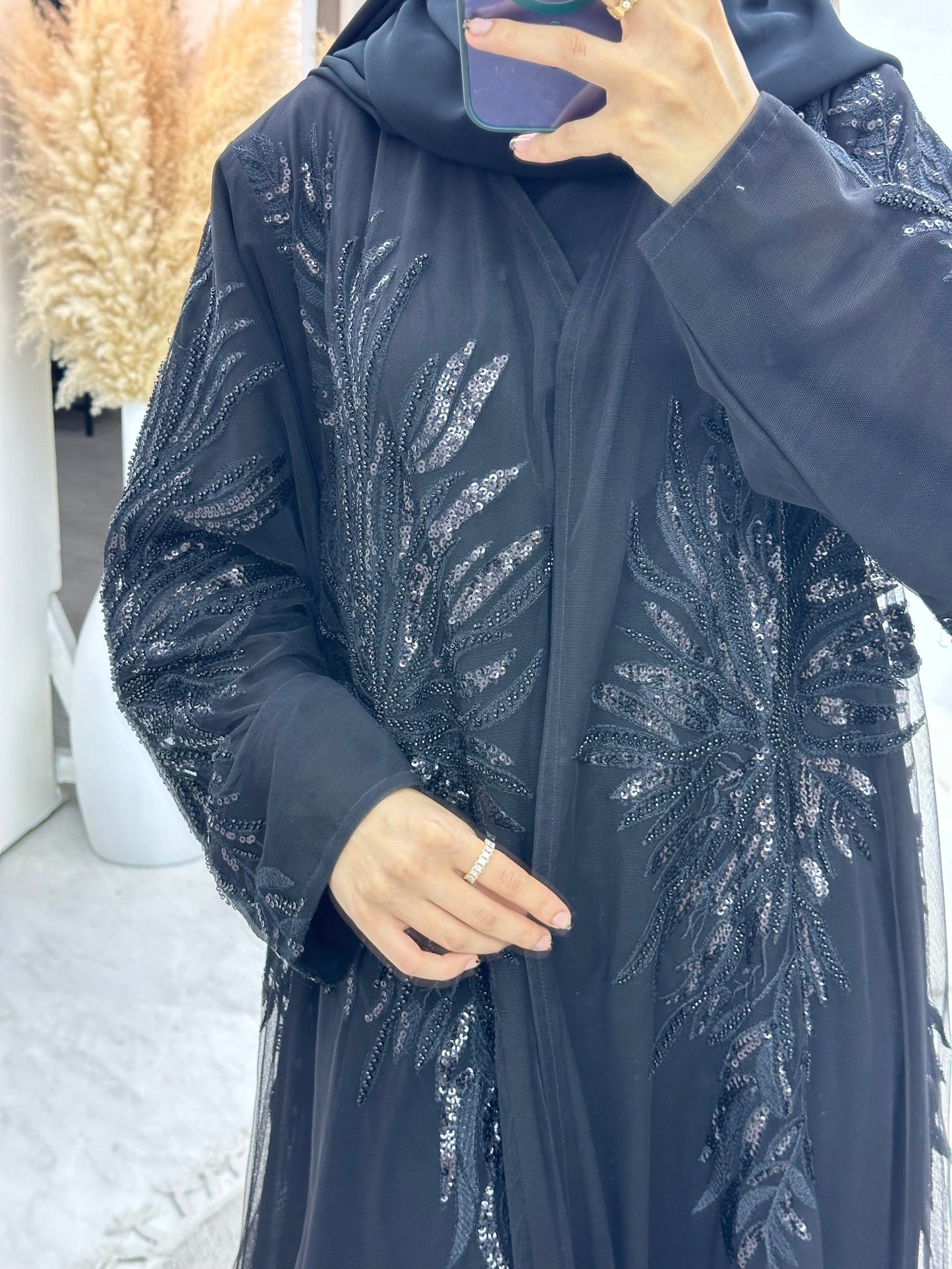 C 0169 Dantel Black Abaya