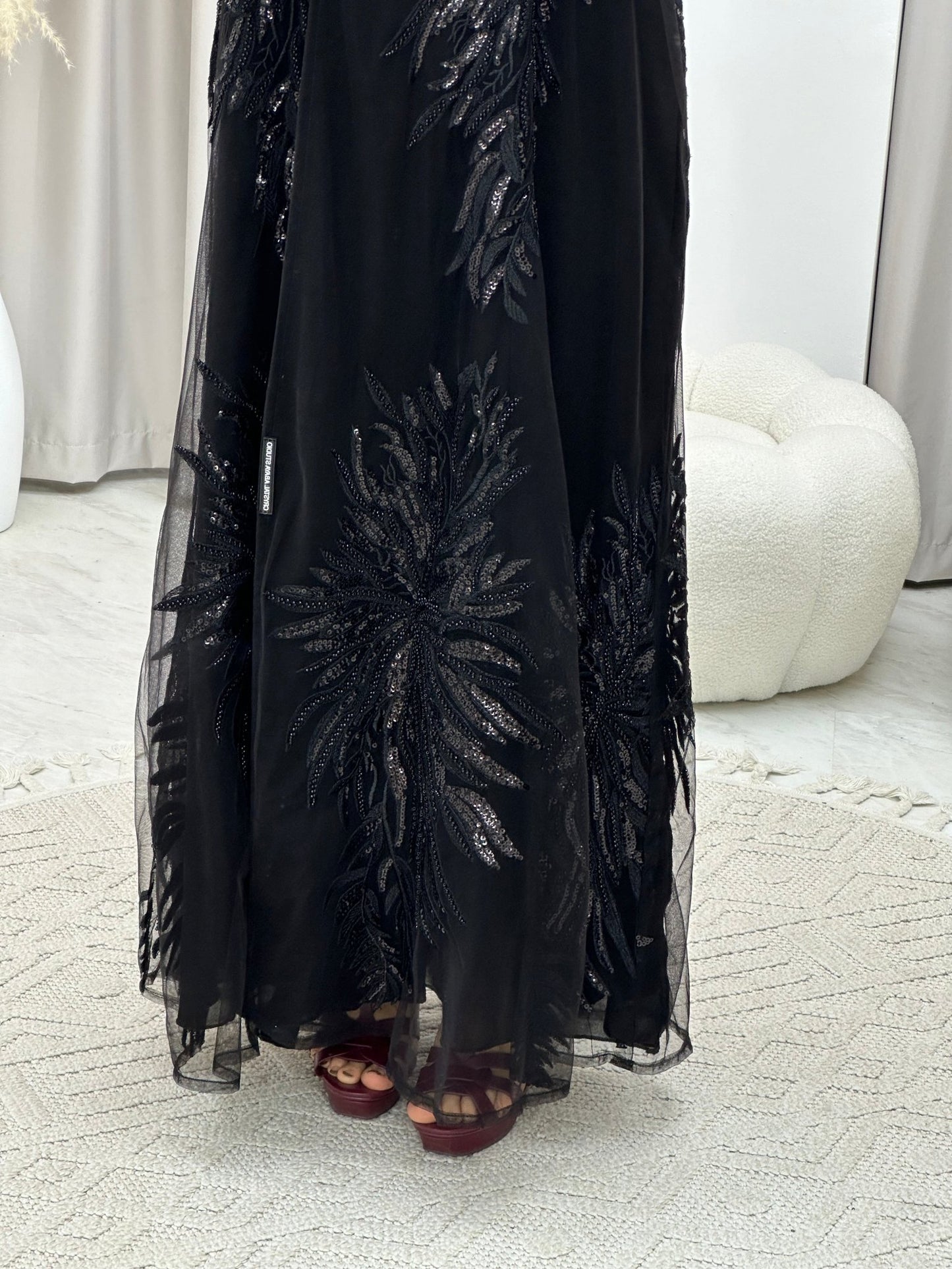 C 0169 Dantel Black Abaya