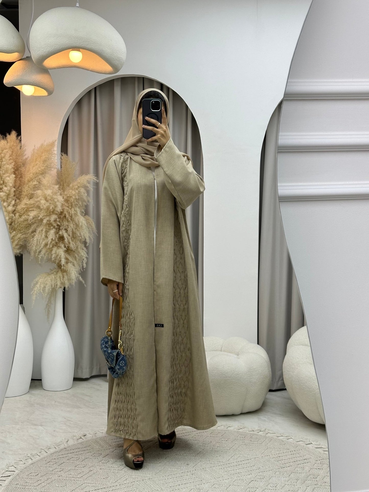 C 0170 Beaded Beige Abaya