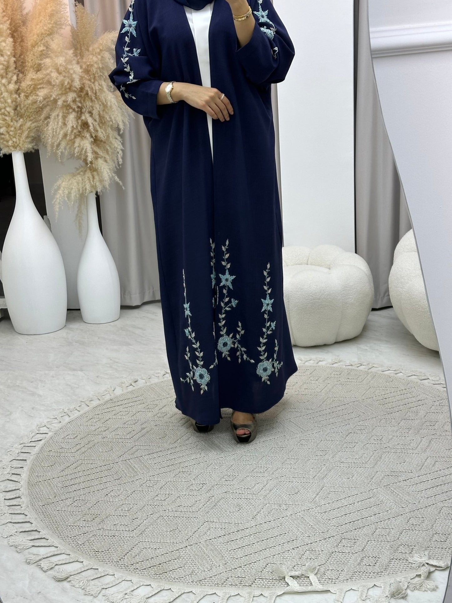 C 0171 Beaded Navy Blue Abaya