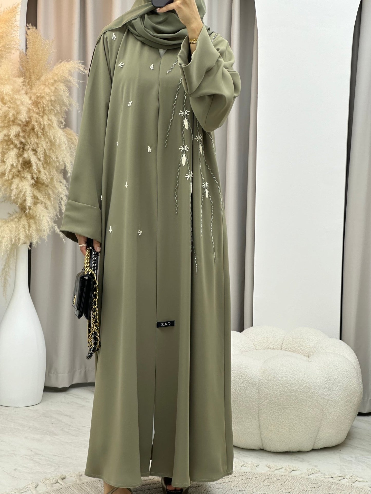 C 0173 Light Green Beaded Abaya