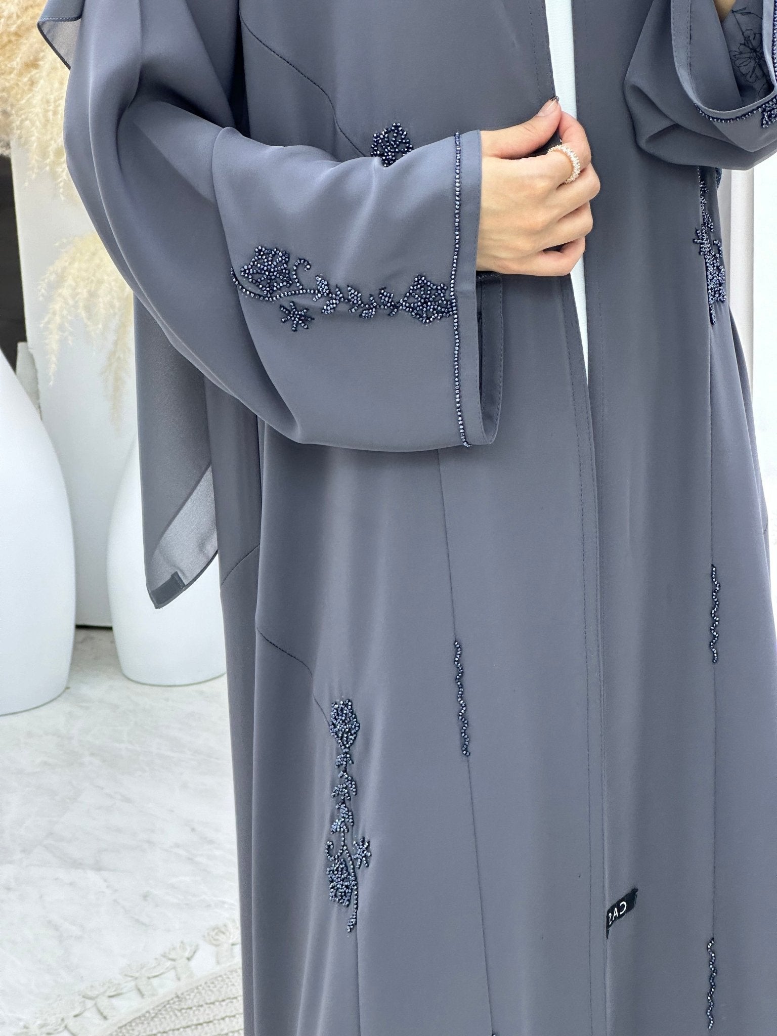 C 0175 Beaded Grey Abaya