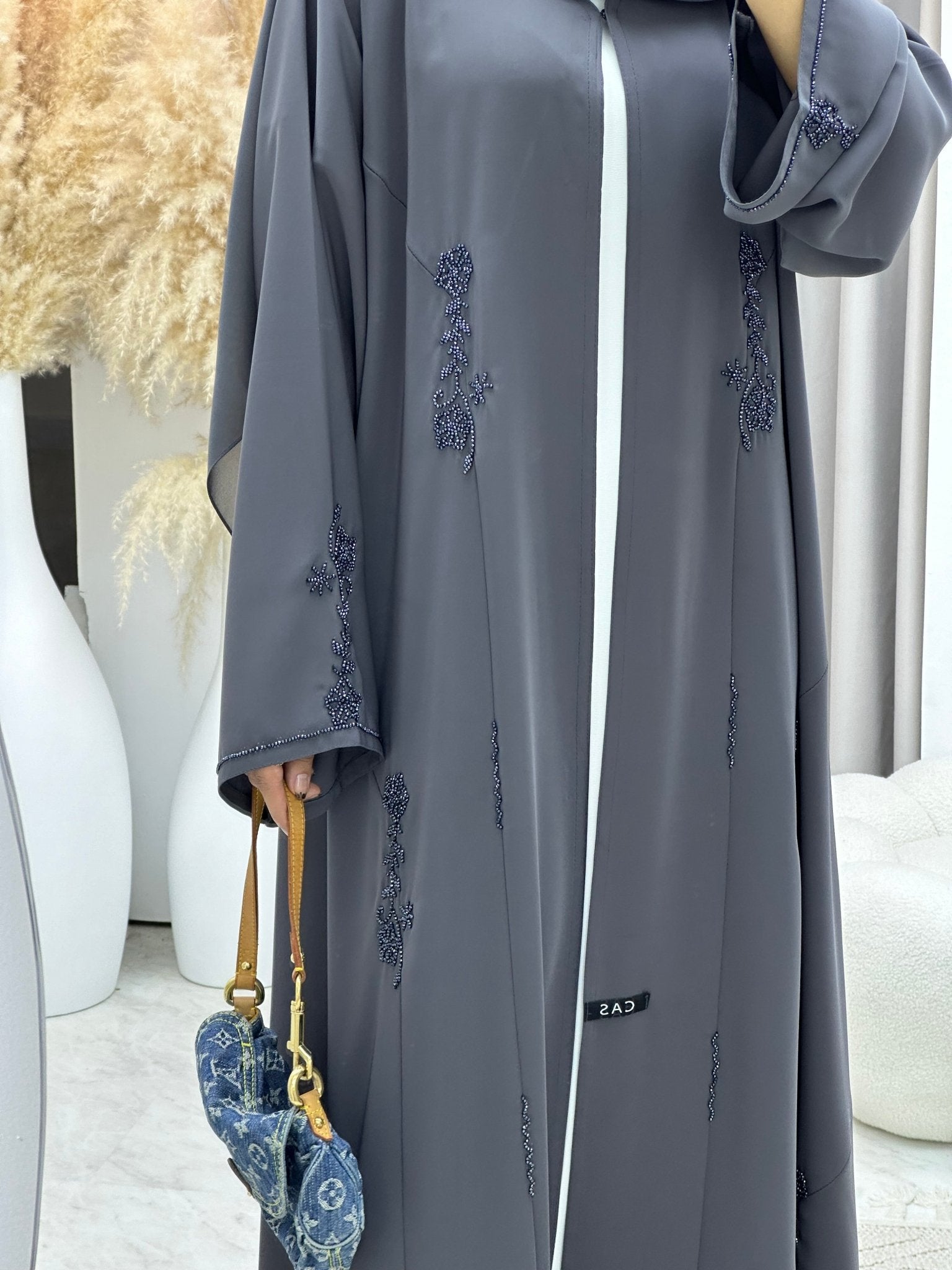 C 0175 Beaded Grey Abaya