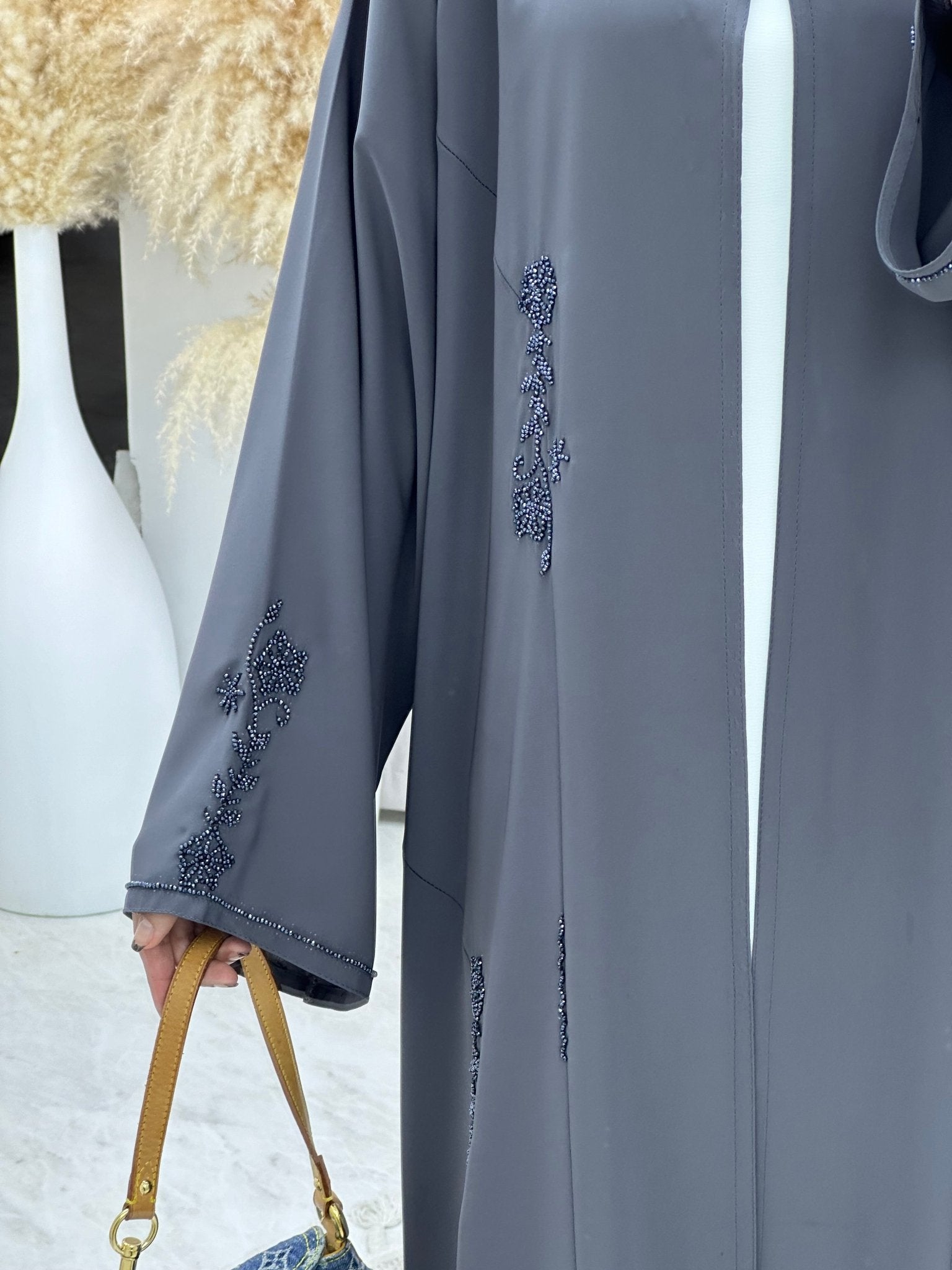 C 0175 Beaded Grey Abaya