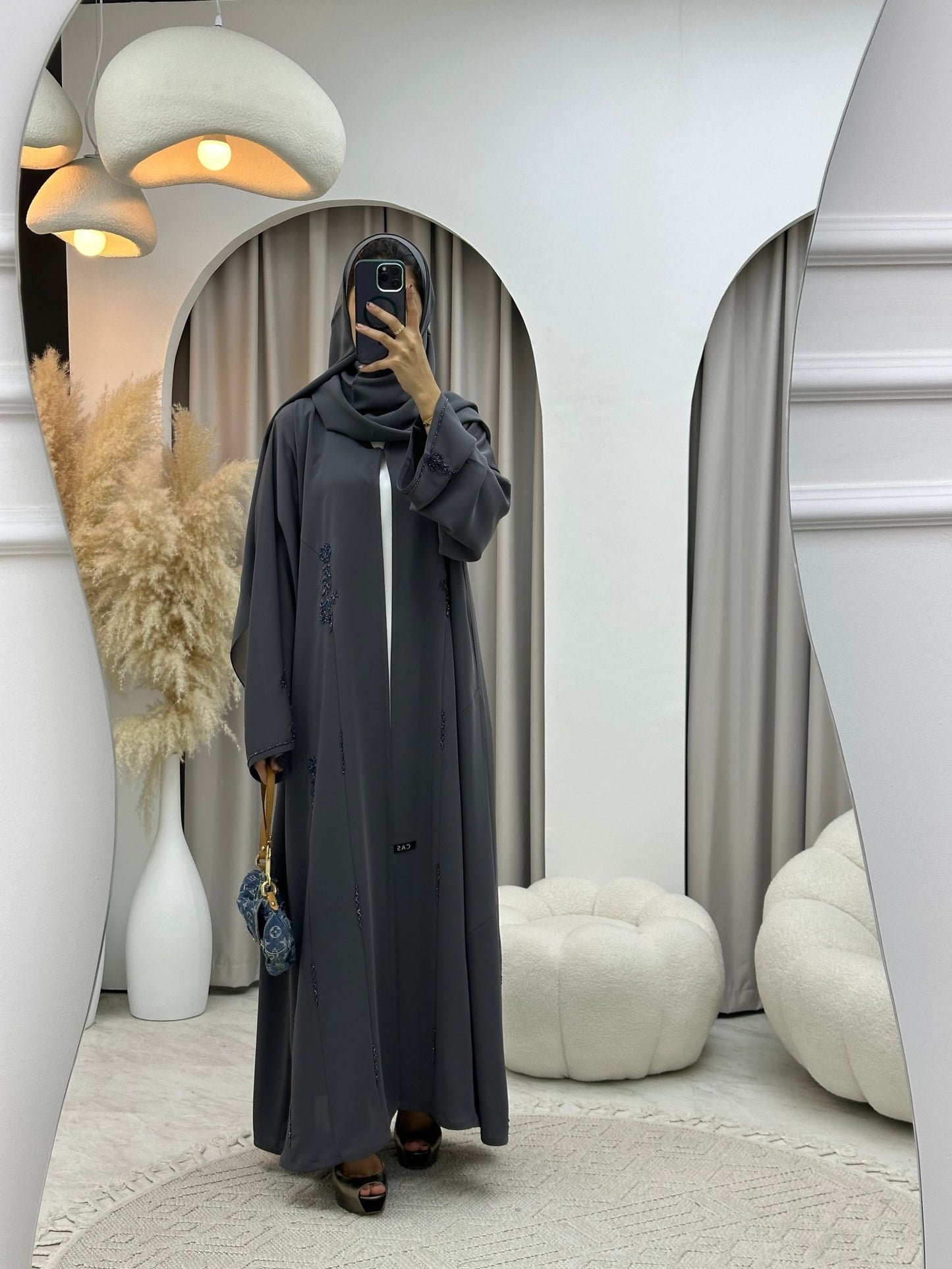 C 0175 Beaded Grey Abaya