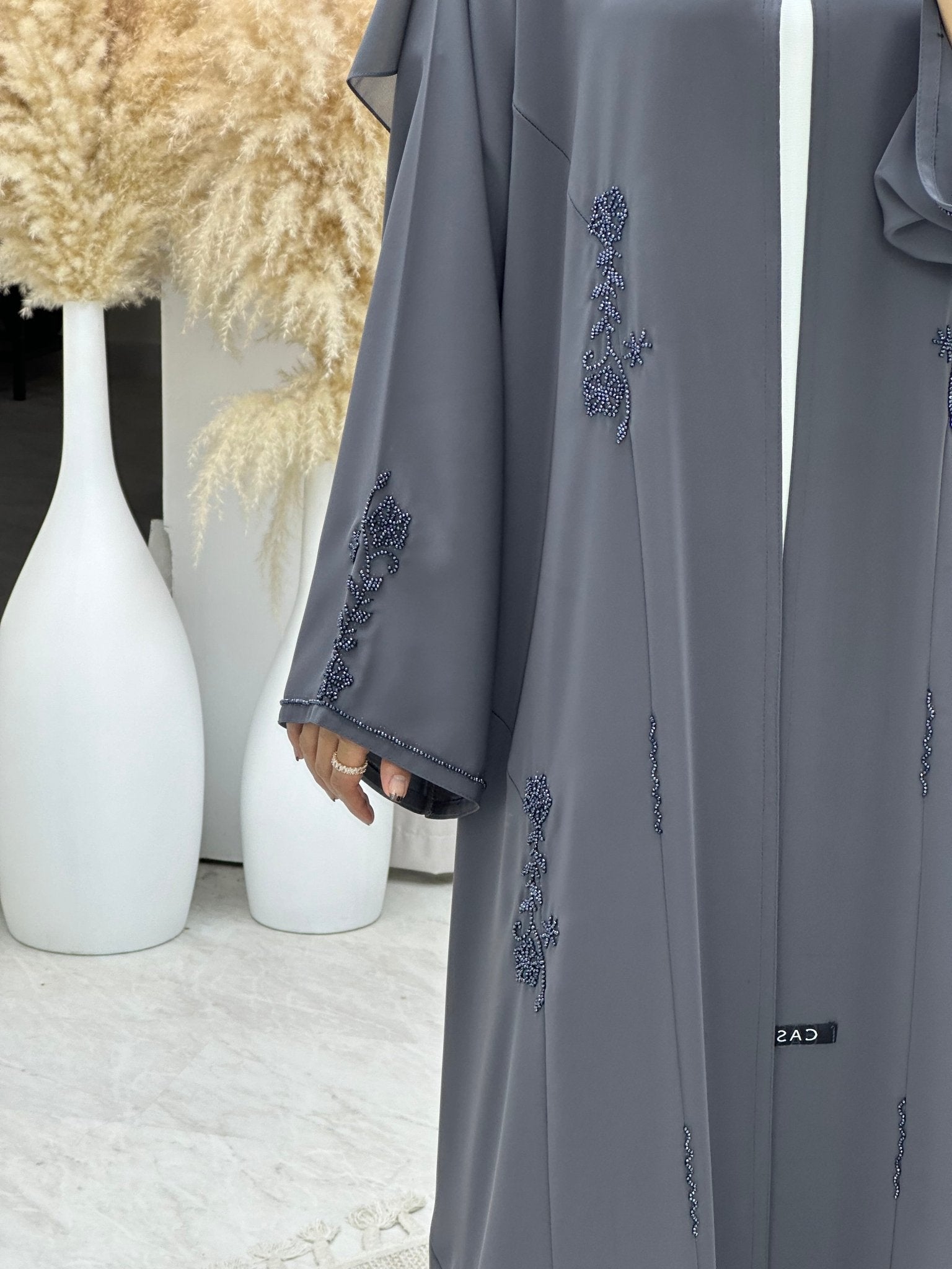 C 0175 Beaded Grey Abaya