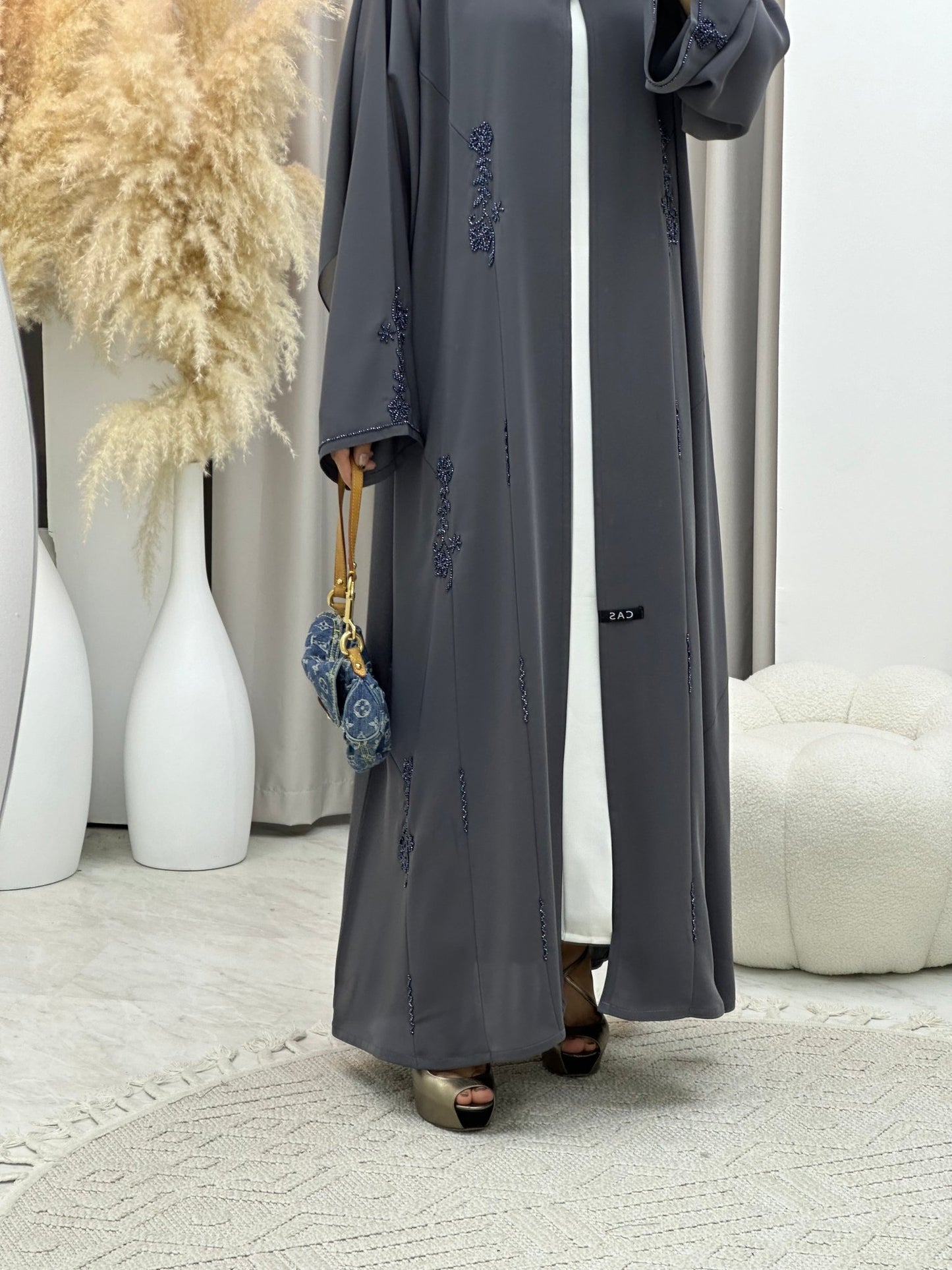 C 0175 Beaded Grey Abaya