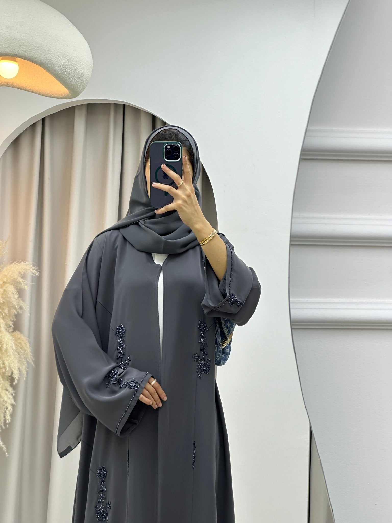 C 0175 Beaded Grey Abaya