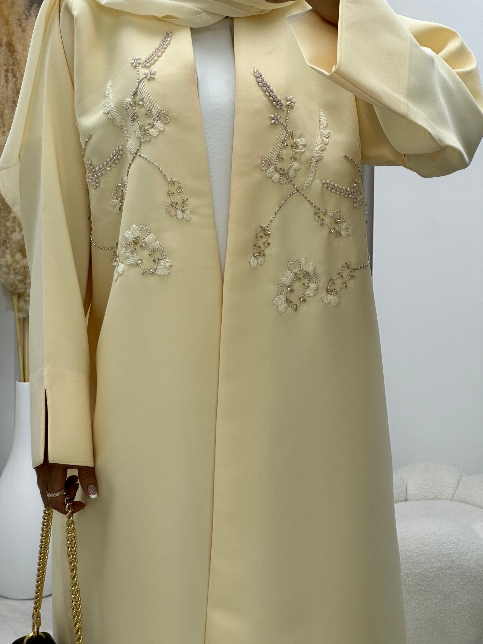 C 0176 Beaded Cream Abaya