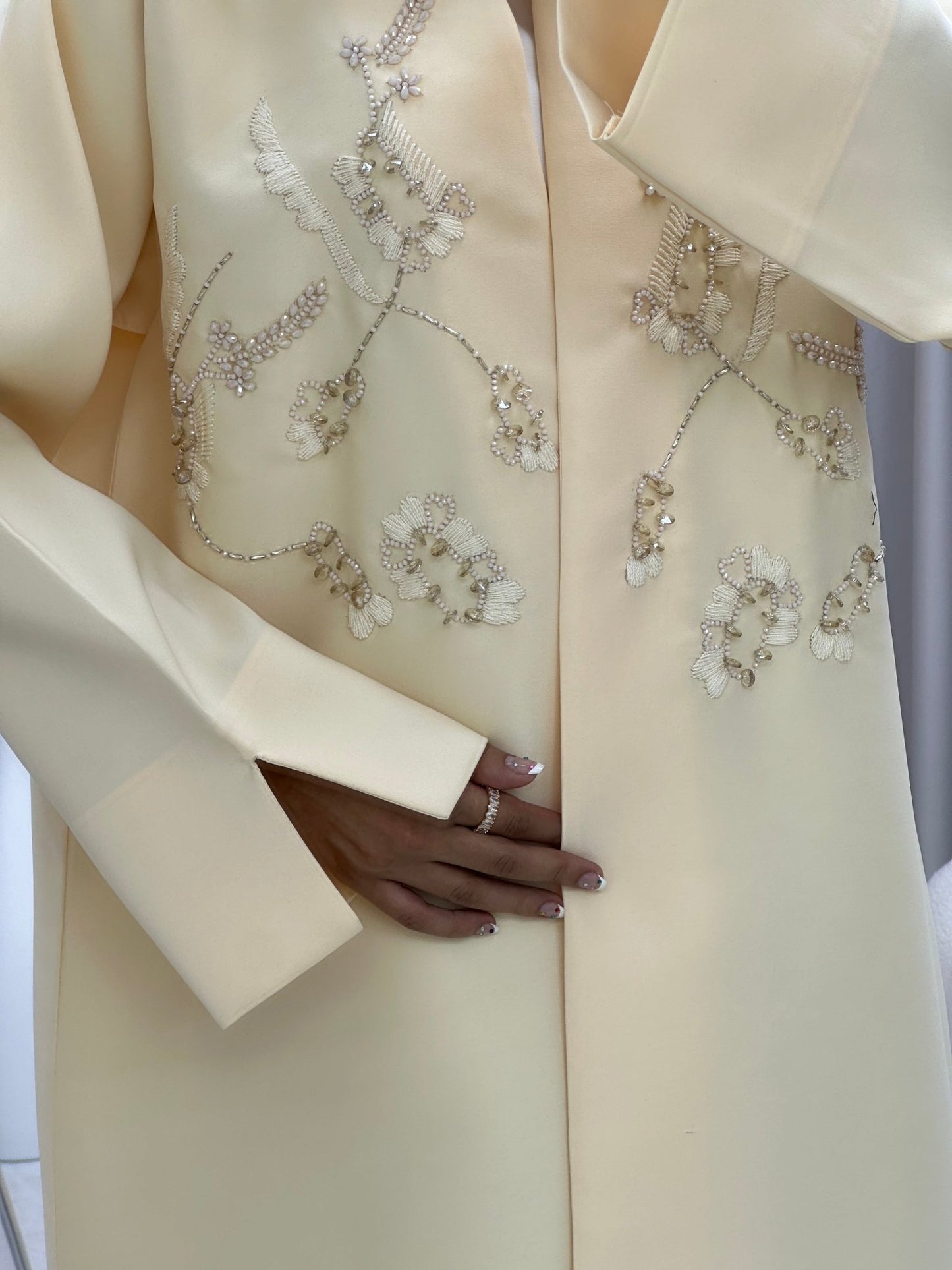 C 0176 Beaded Cream Abaya