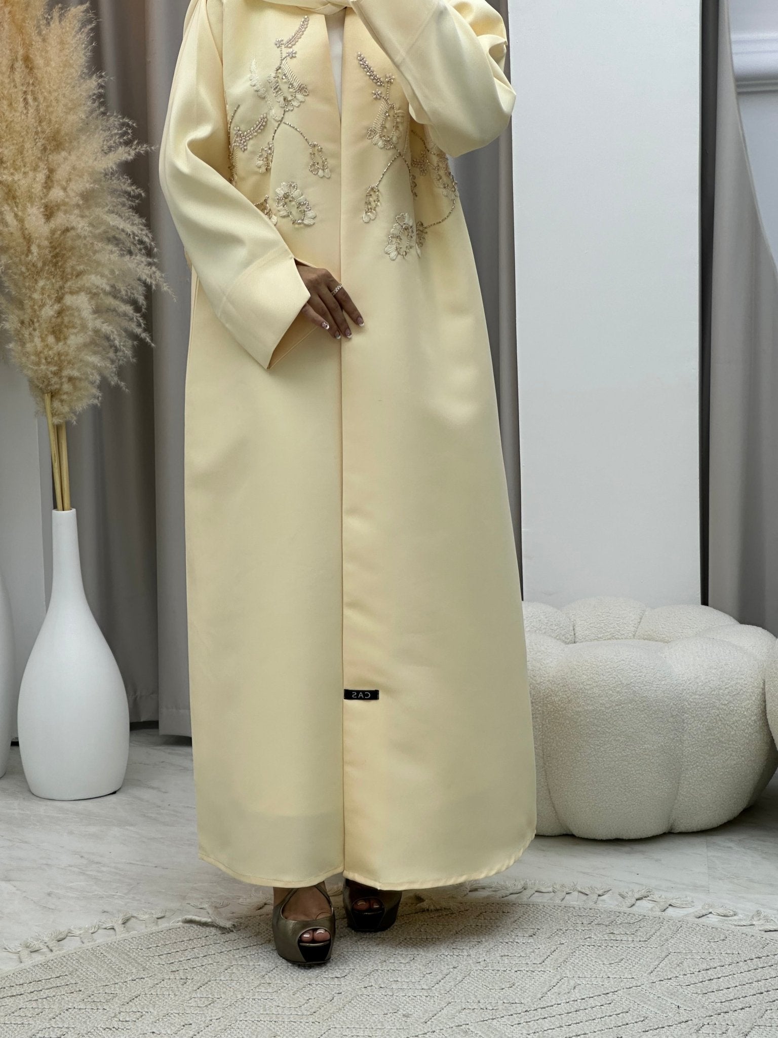 C 0176 Beaded Cream Abaya