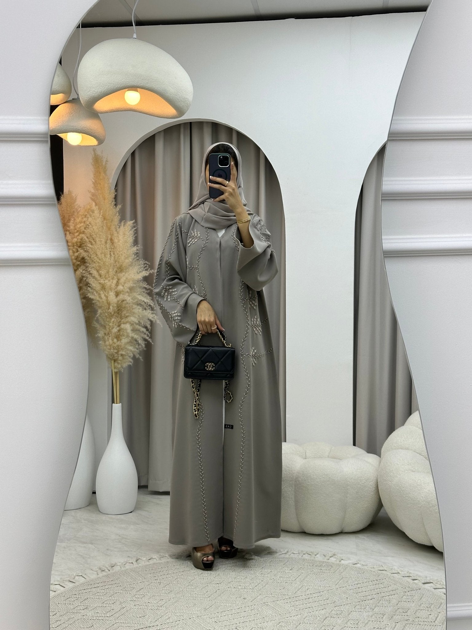 C 0177 Beaded Nude Abaya