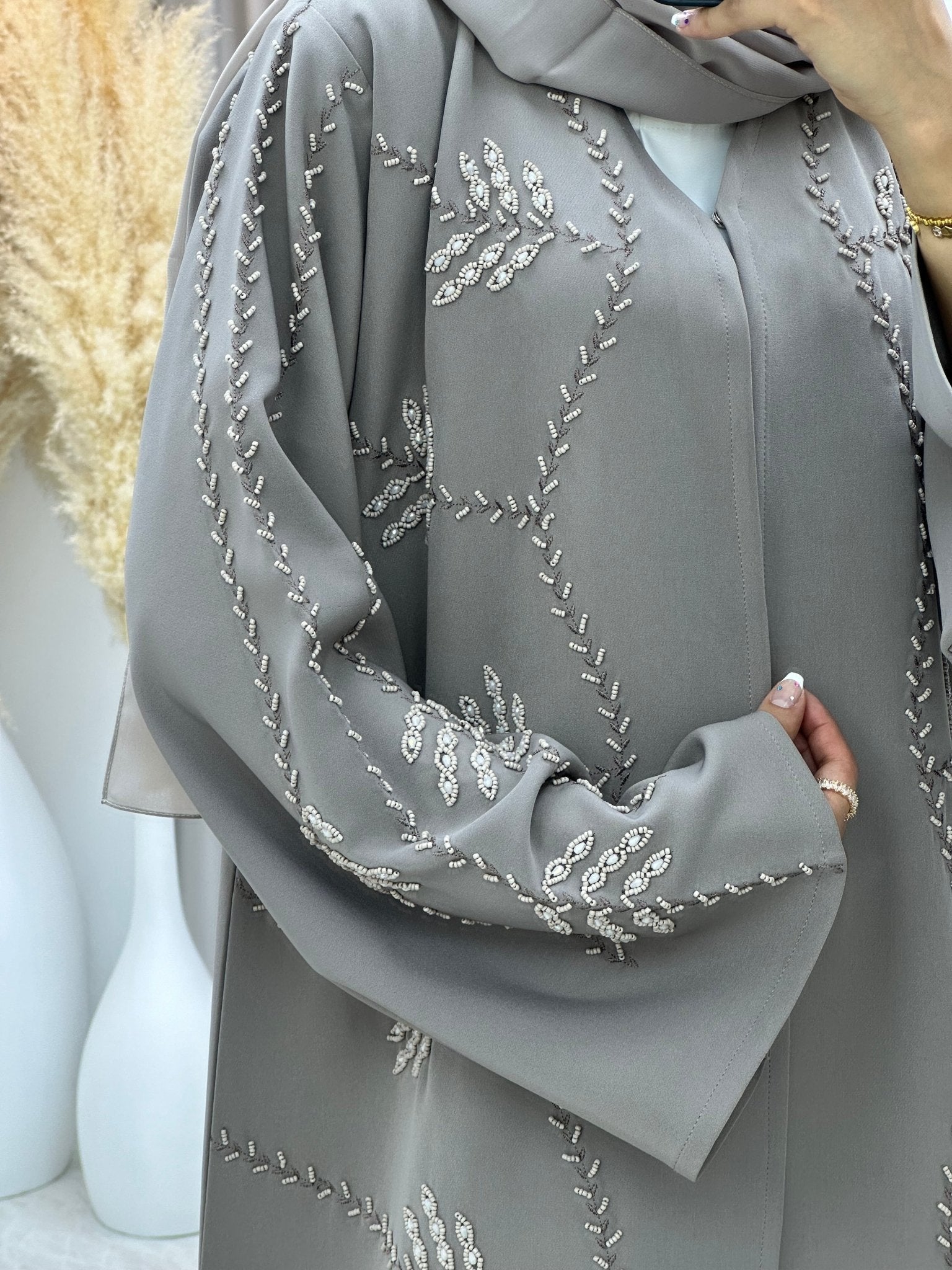 C 0177 Beaded Nude Abaya