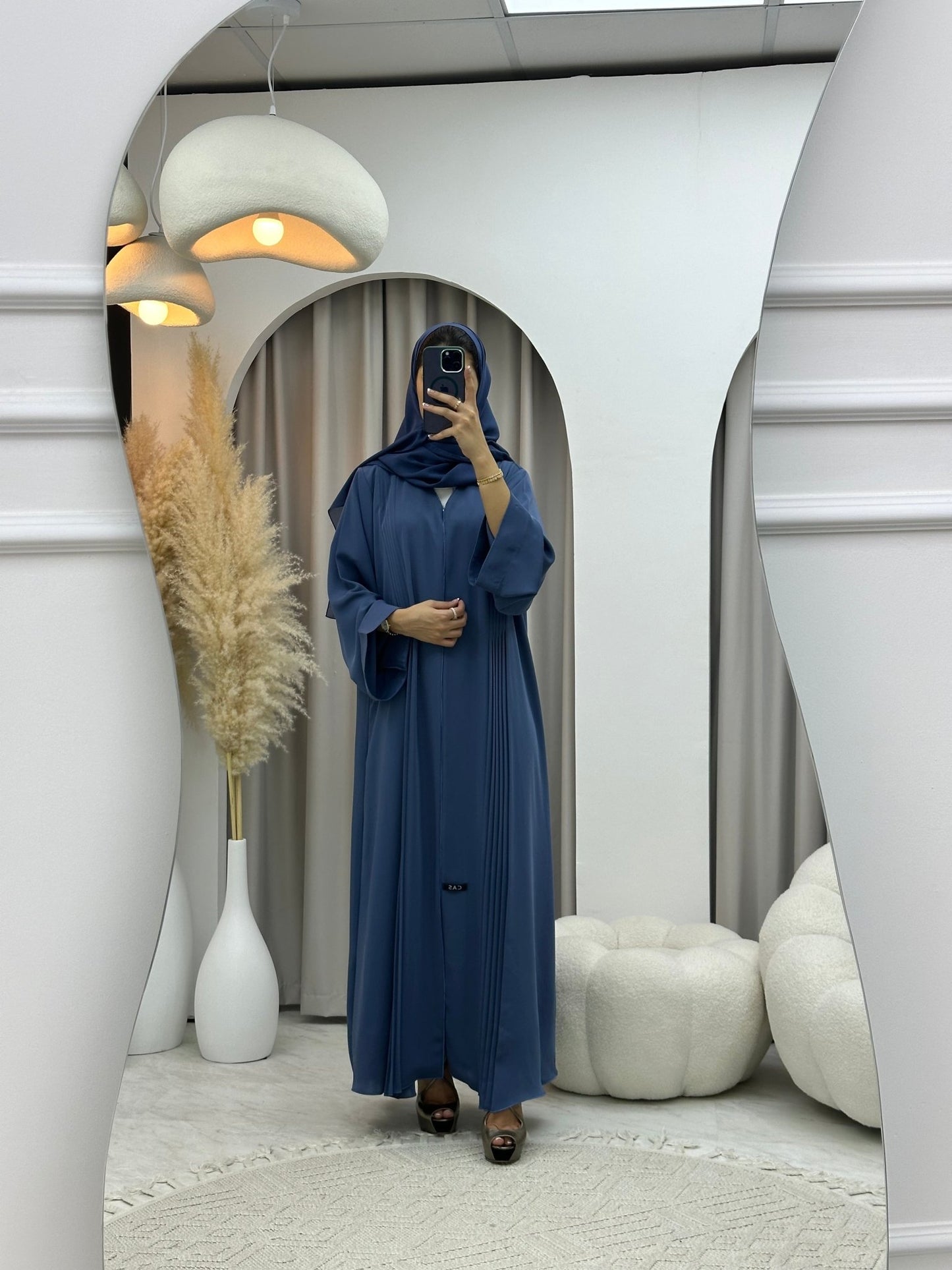 C 0180 Pleated Blue Abaya