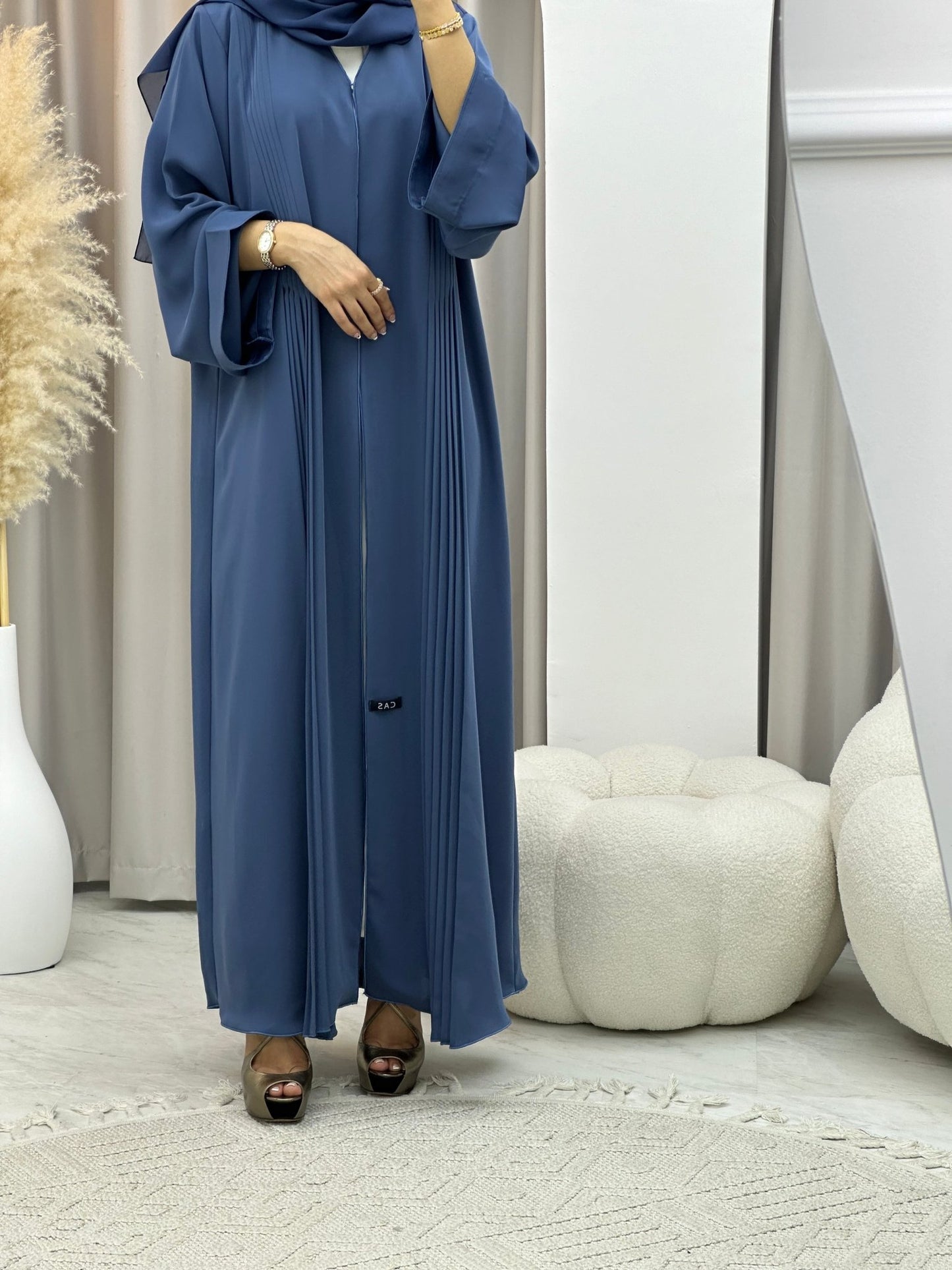 C 0180 Pleated Blue Abaya