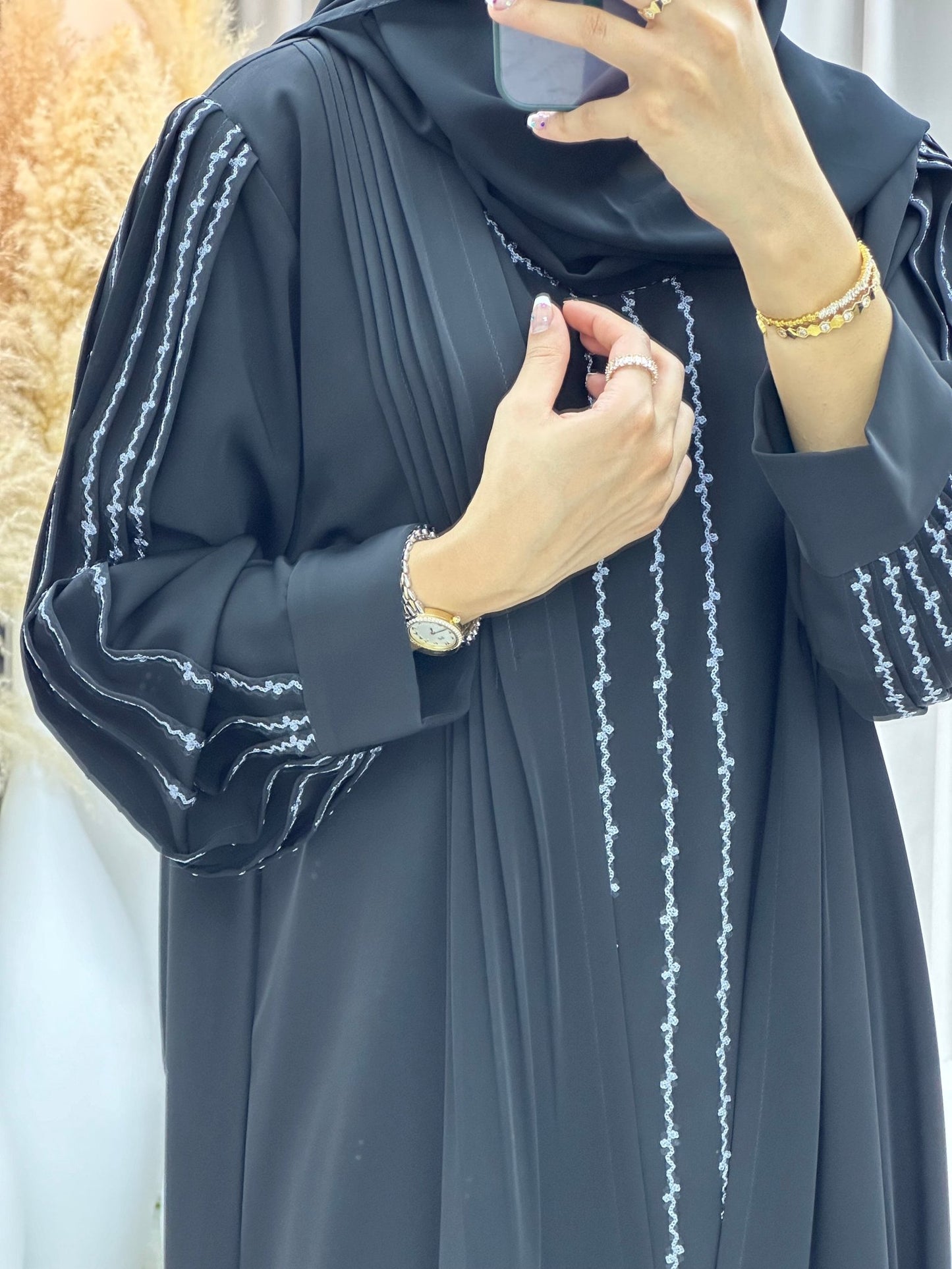 C 0182 Embroidery Black Abaya