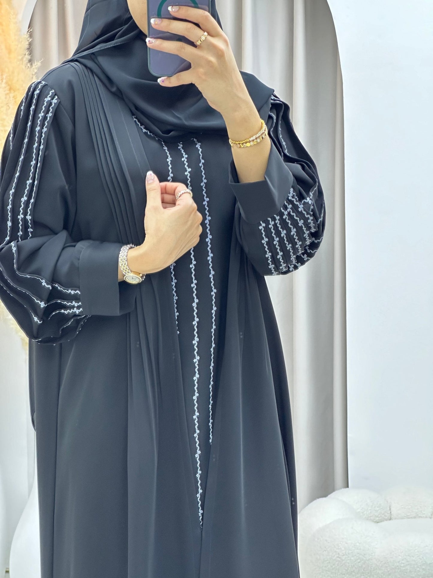 C 0182 Embroidery Black Abaya