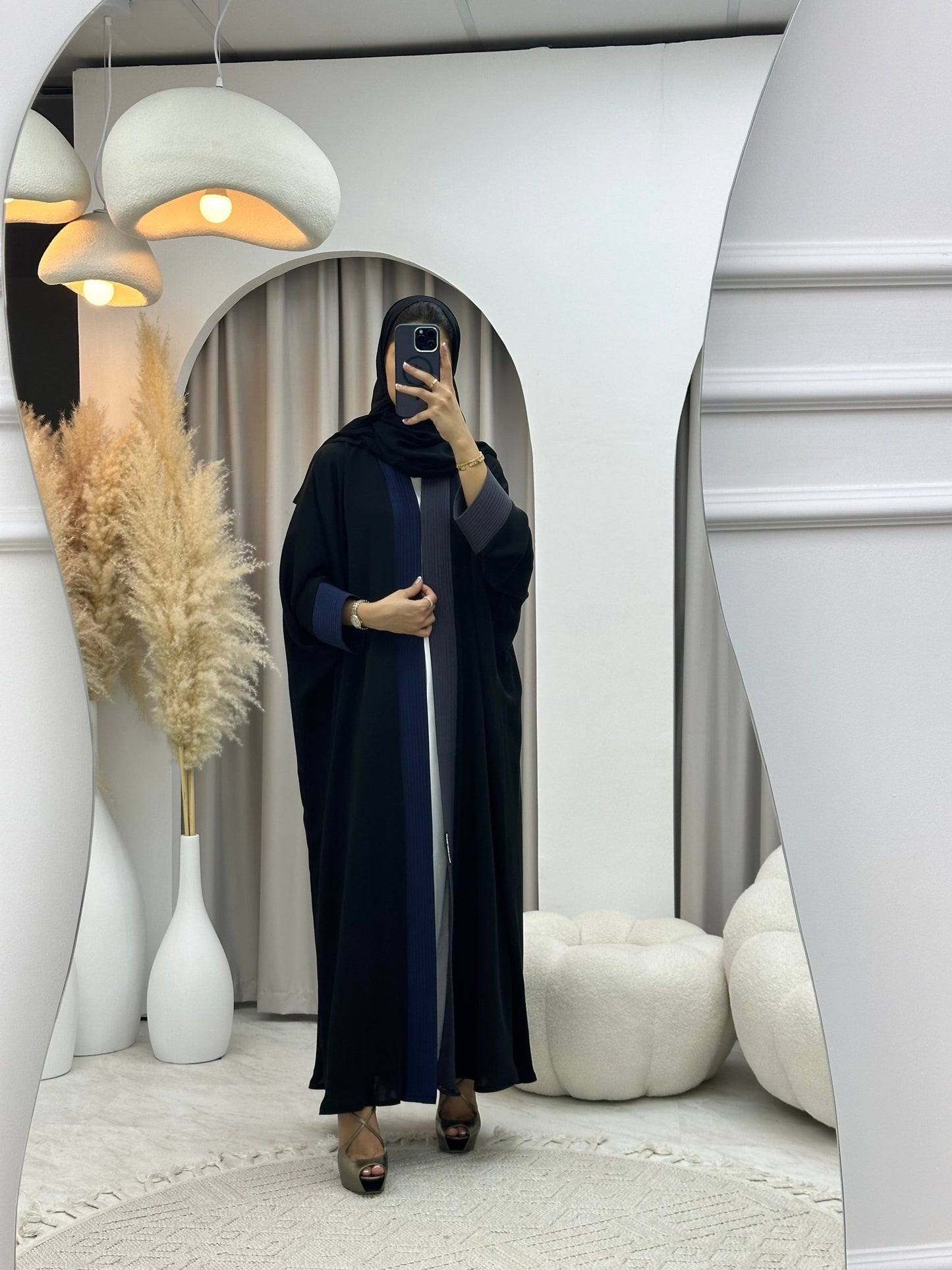 C 0183 Blue Black Bisht Abaya