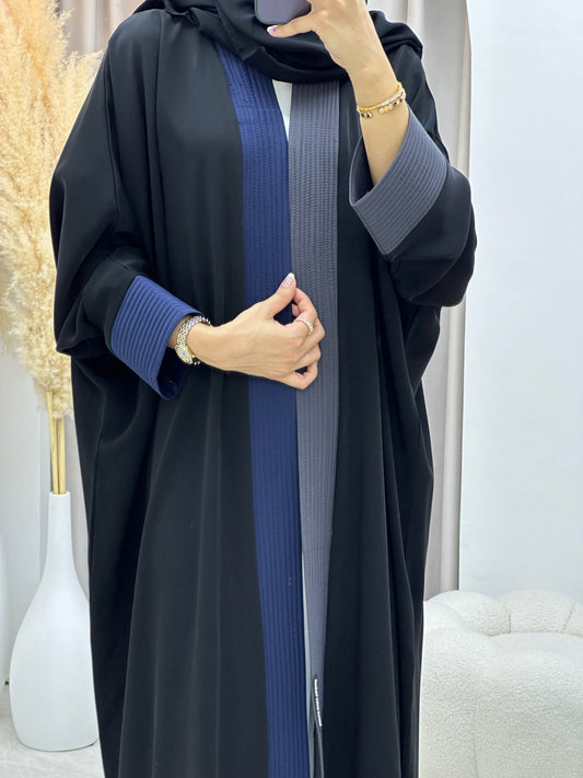 C 0183 Blue Black Bisht Abaya