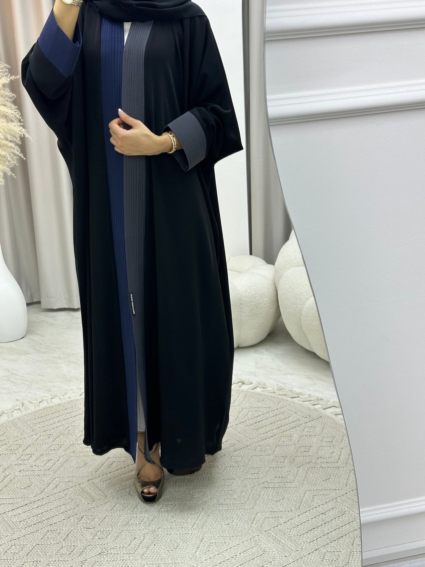 C 0183 Blue Black Bisht Abaya