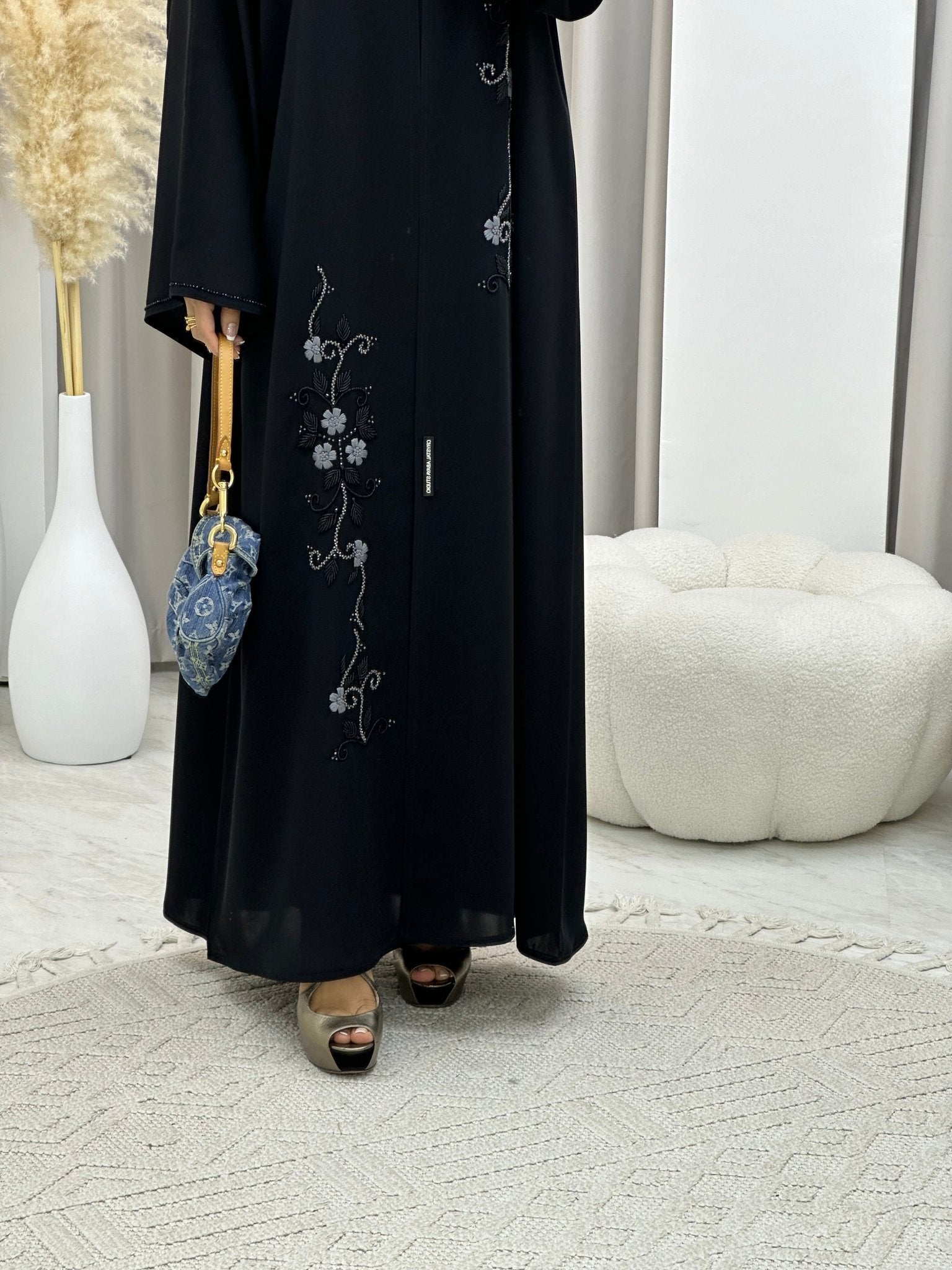 C 0186 Beaded Black Abaya