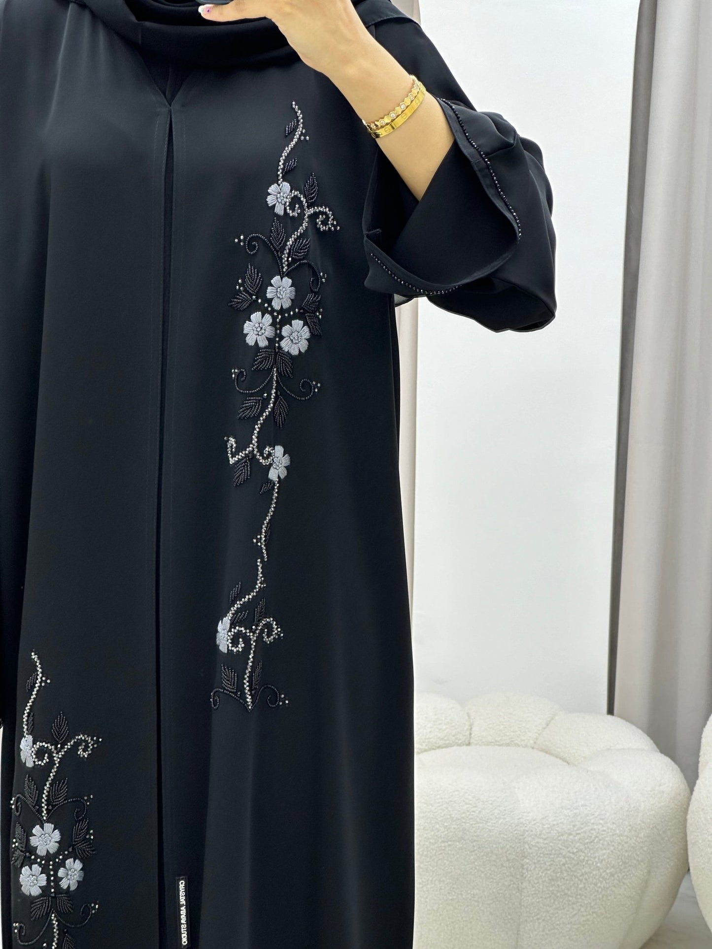 C 0186 Beaded Black Abaya