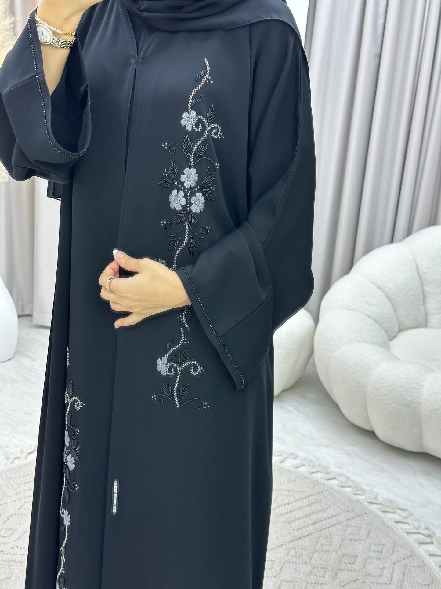 C 0186 Beaded Black Abaya