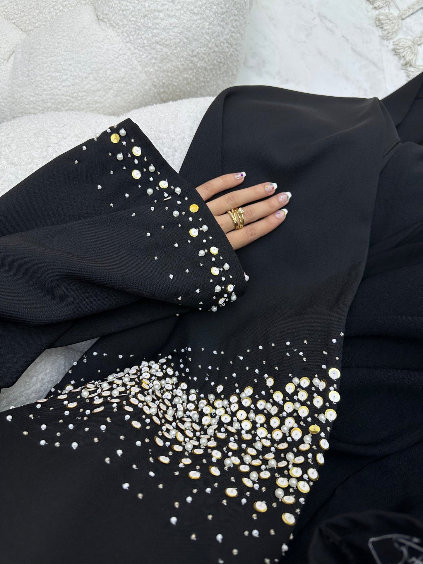 C 0187 Beaded Black Abaya