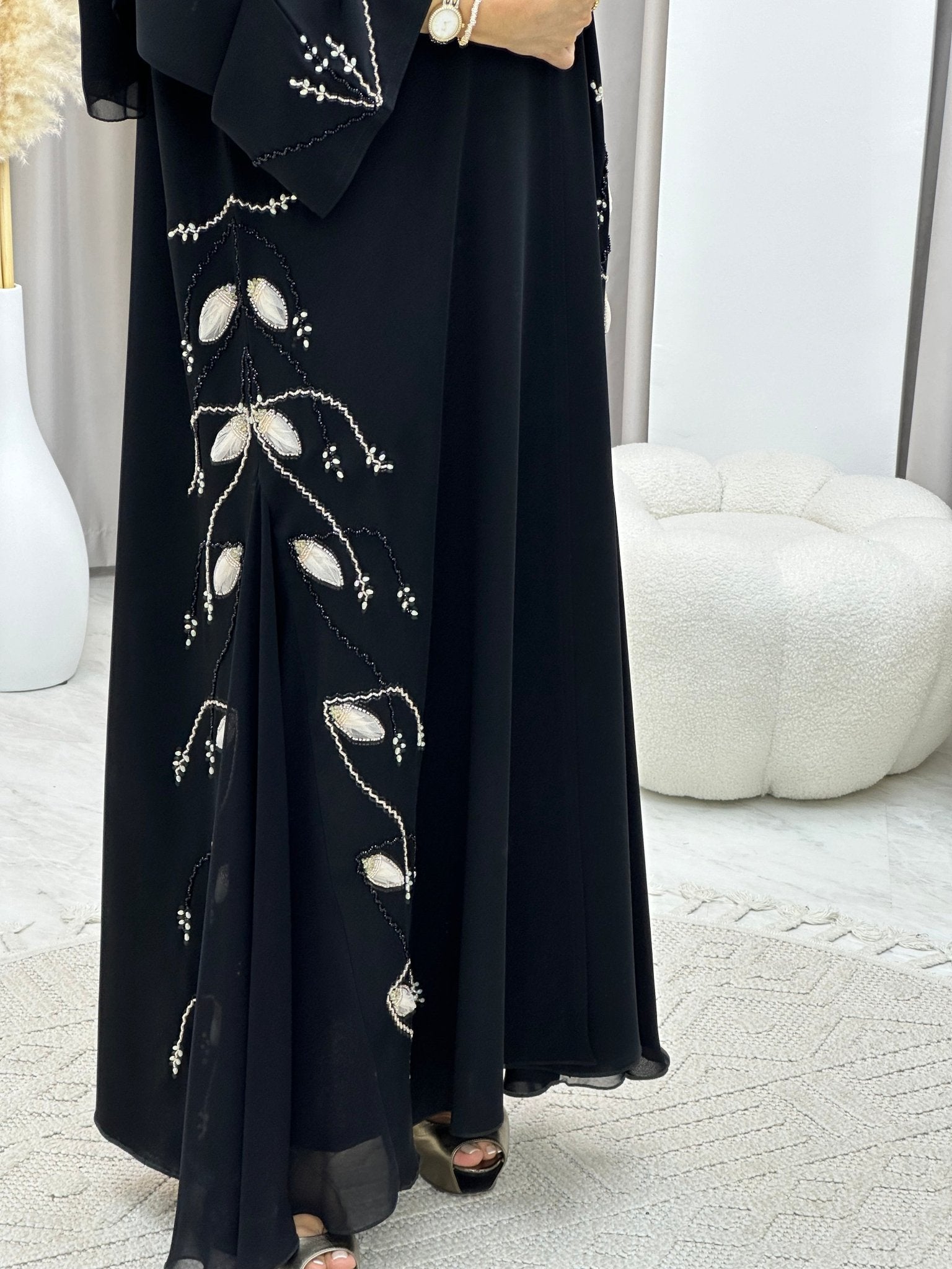 C 0190 Beaded Black Abaya