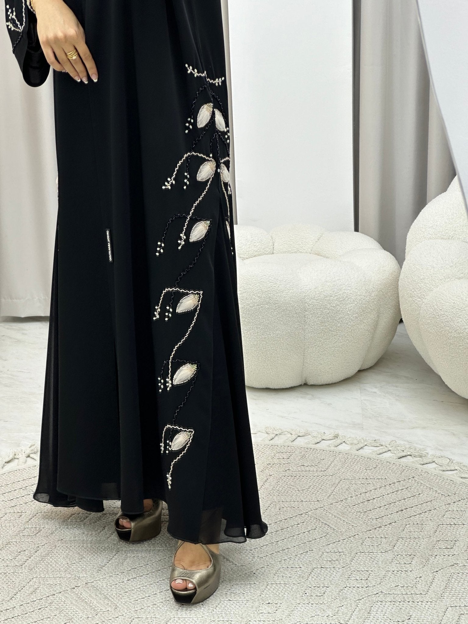 C 0190 Beaded Black Abaya