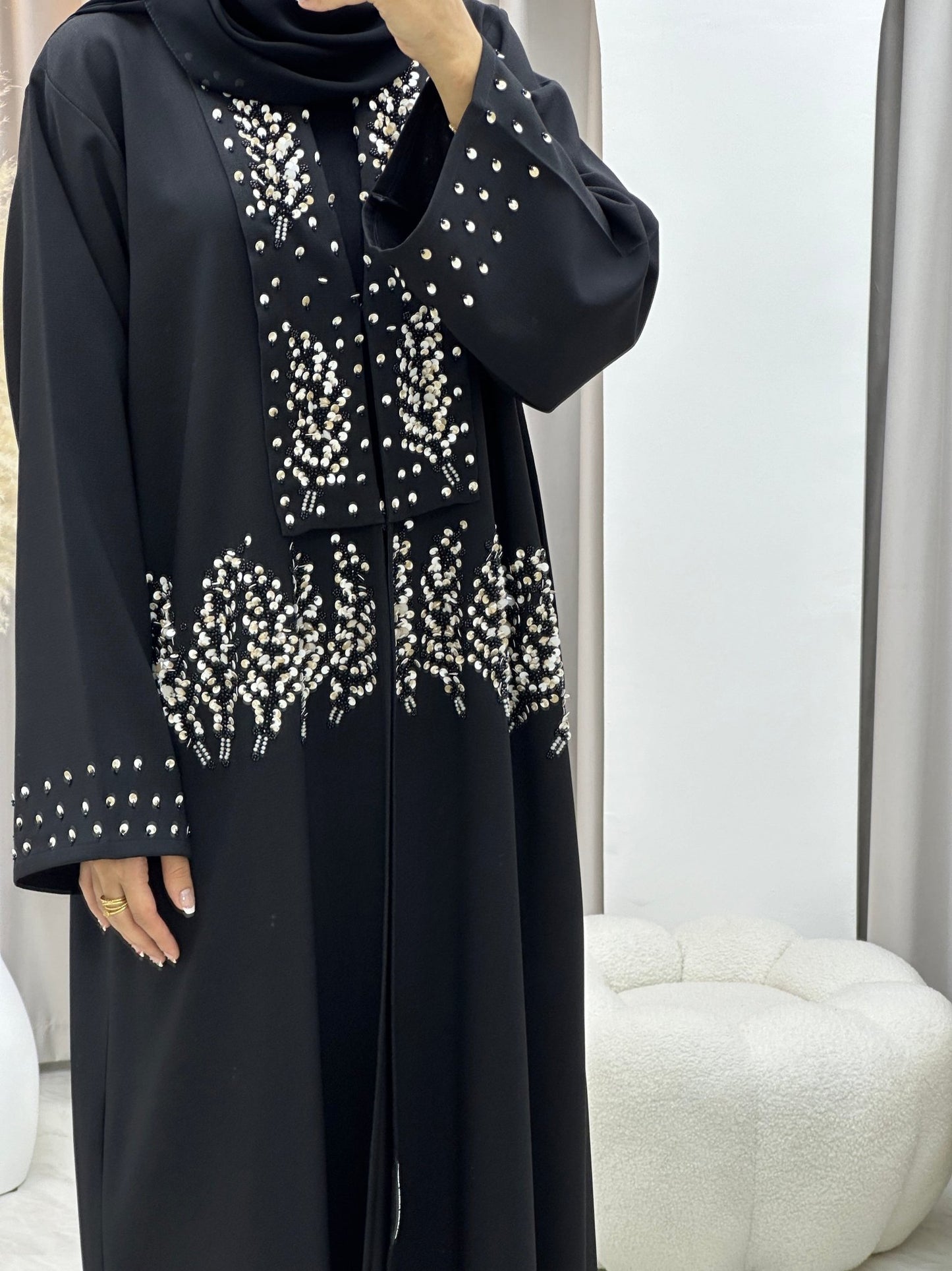 C 0191 Beaded Black Abaya