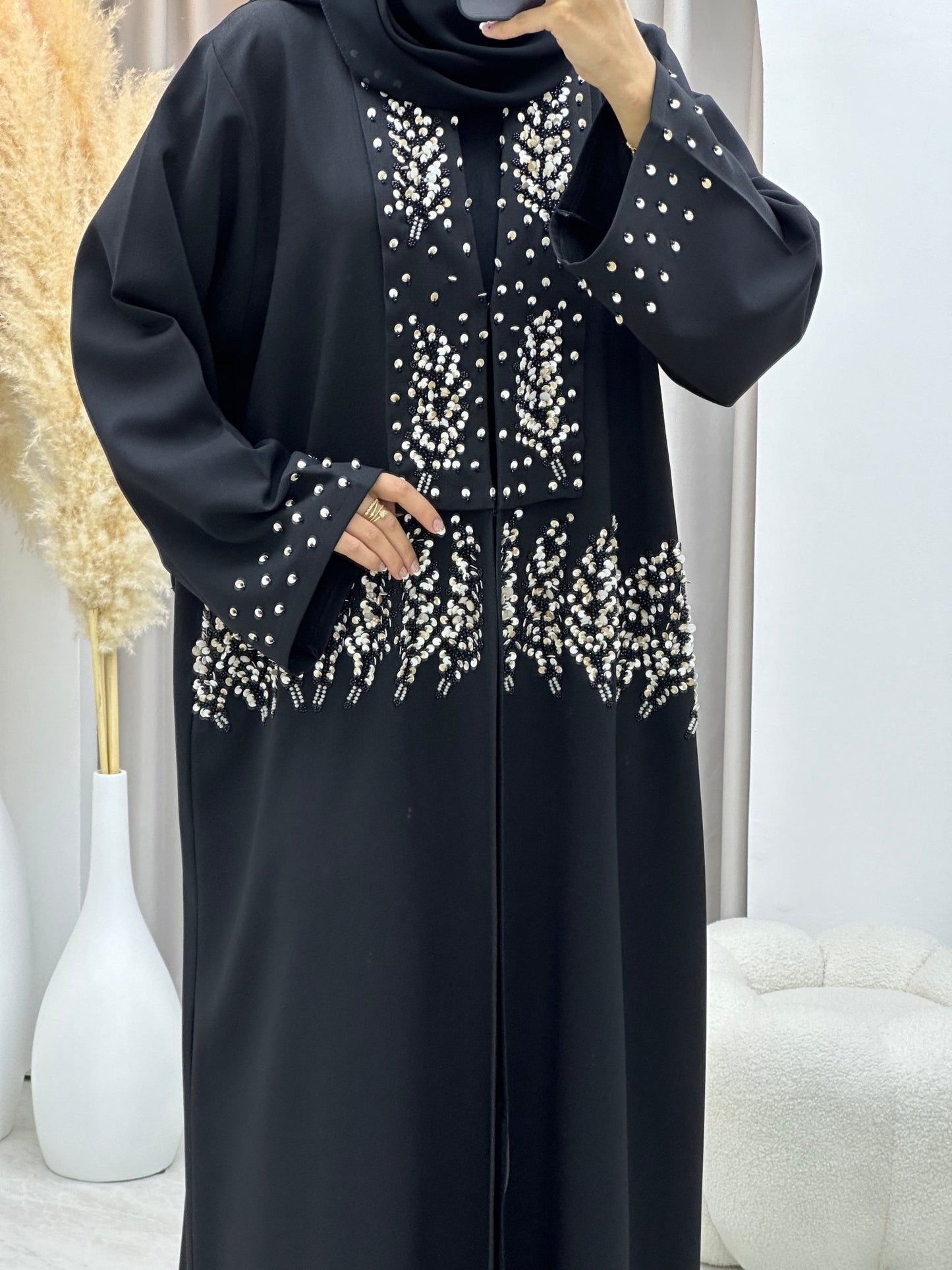 C 0191 Beaded Black Abaya