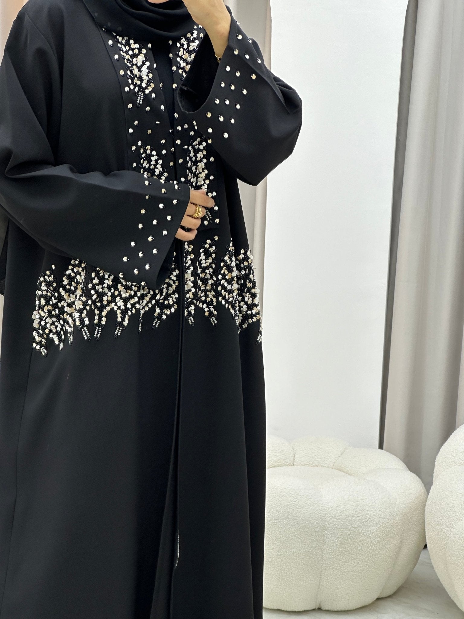 C 0191 Beaded Black Abaya