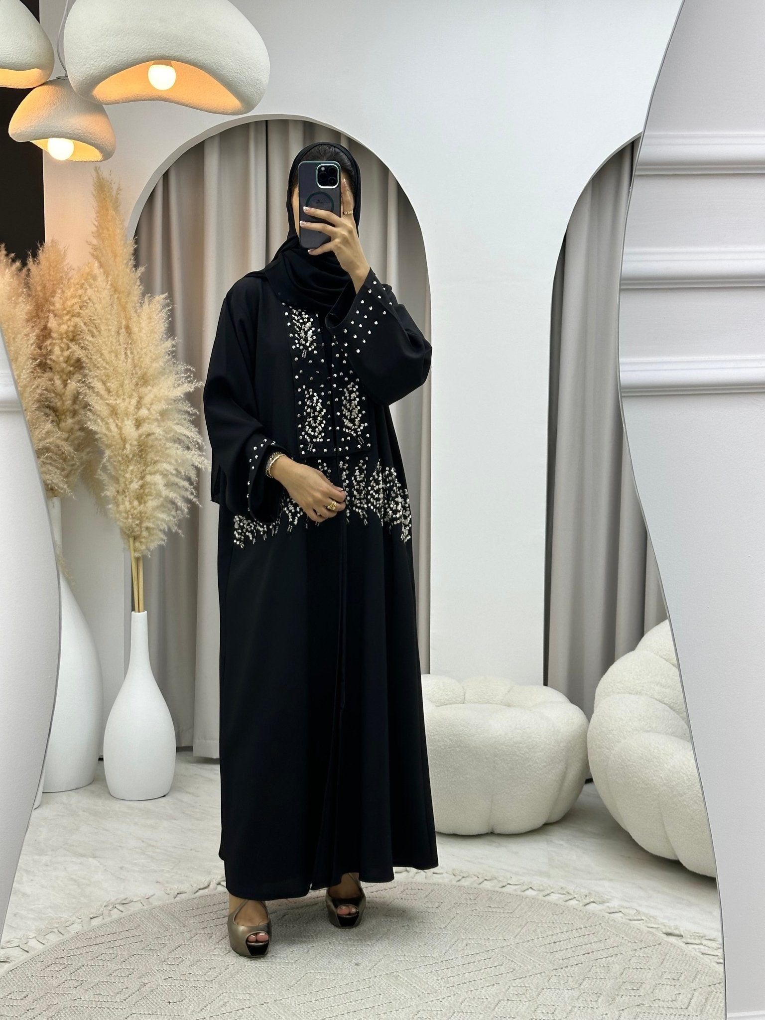 C 0191 Beaded Black Abaya