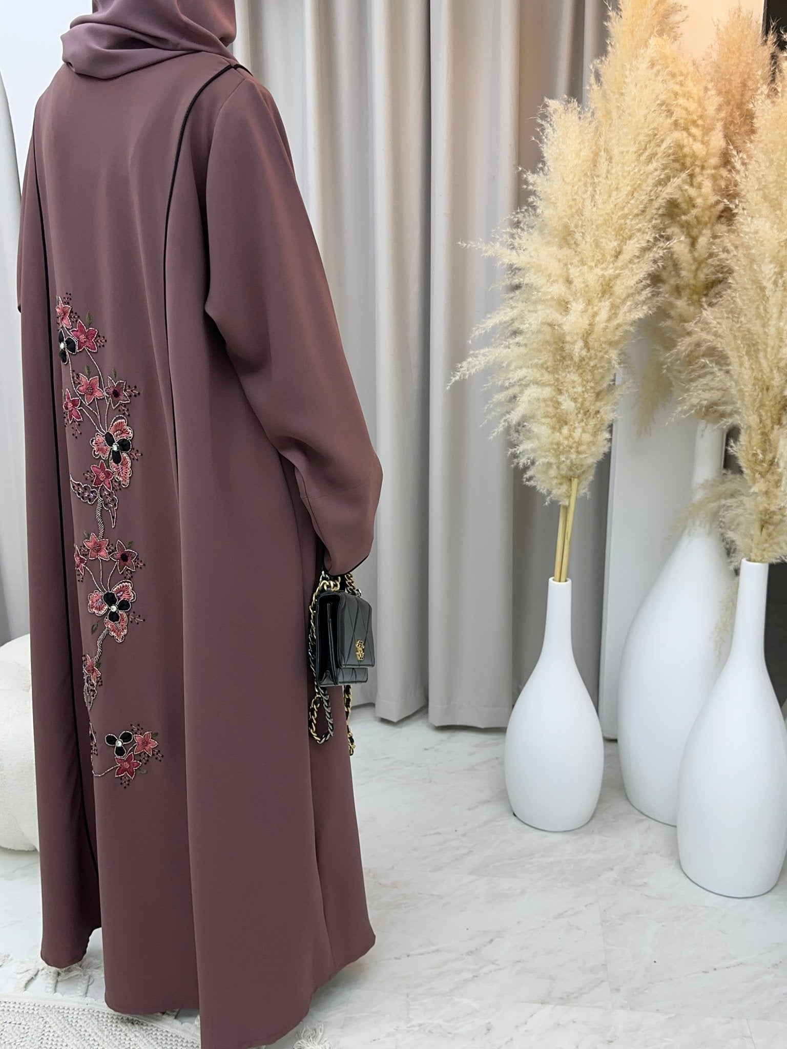 C 0193 Embroidery Purple Abaya