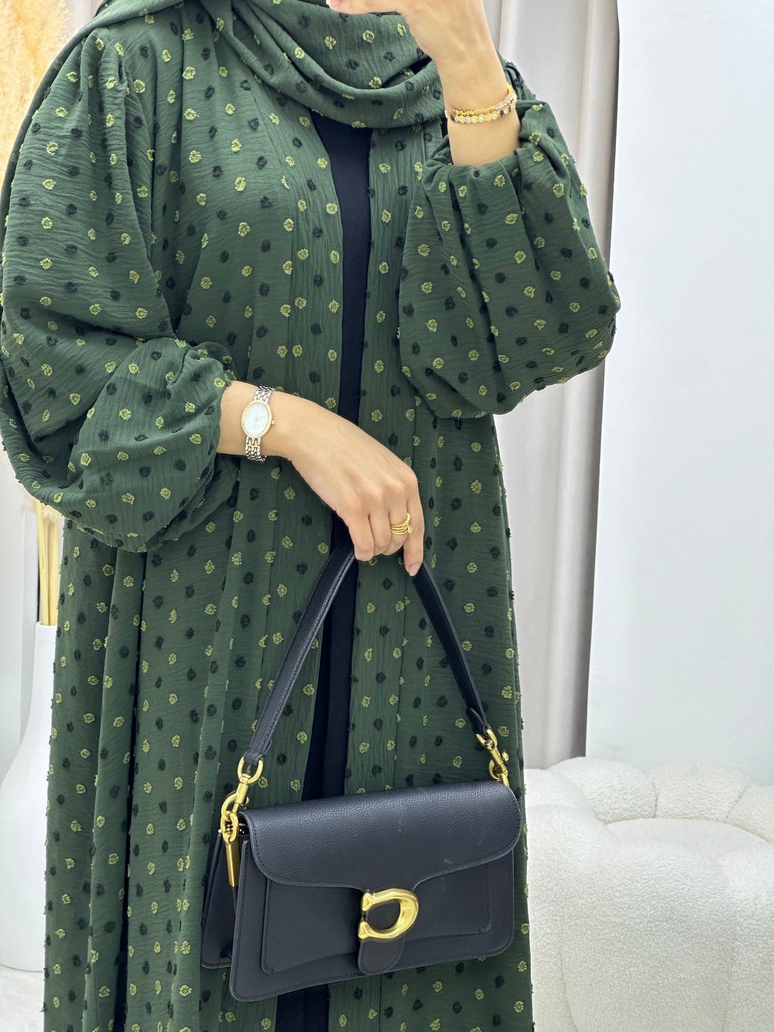 C 0202 - 03 Green Dots Abaya