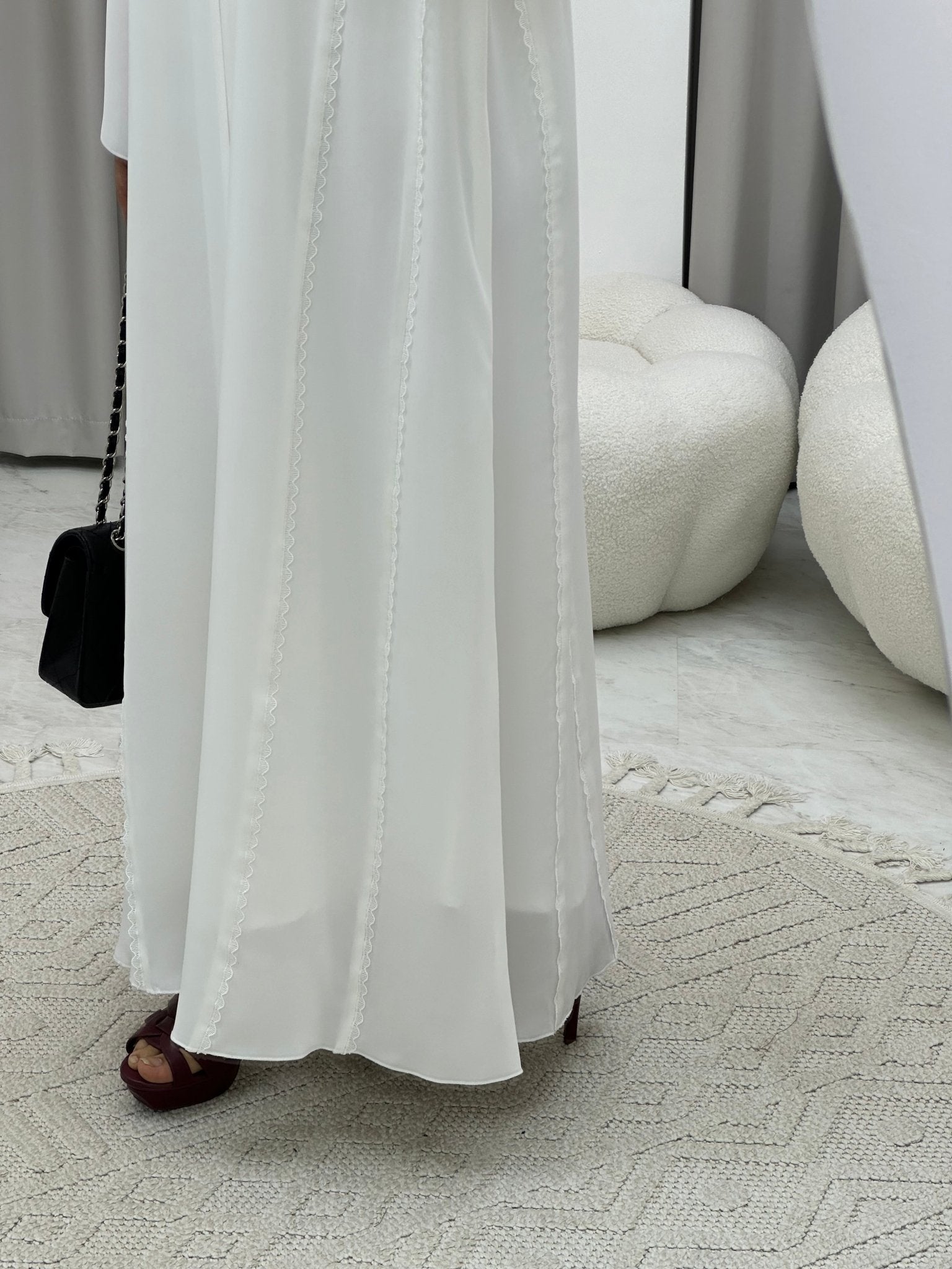 C 0203 - 02 White Lace Abaya