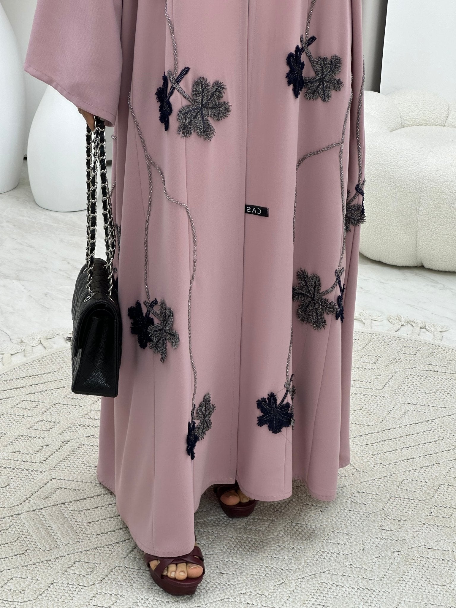 C 0205 Pink Beaded Abaya