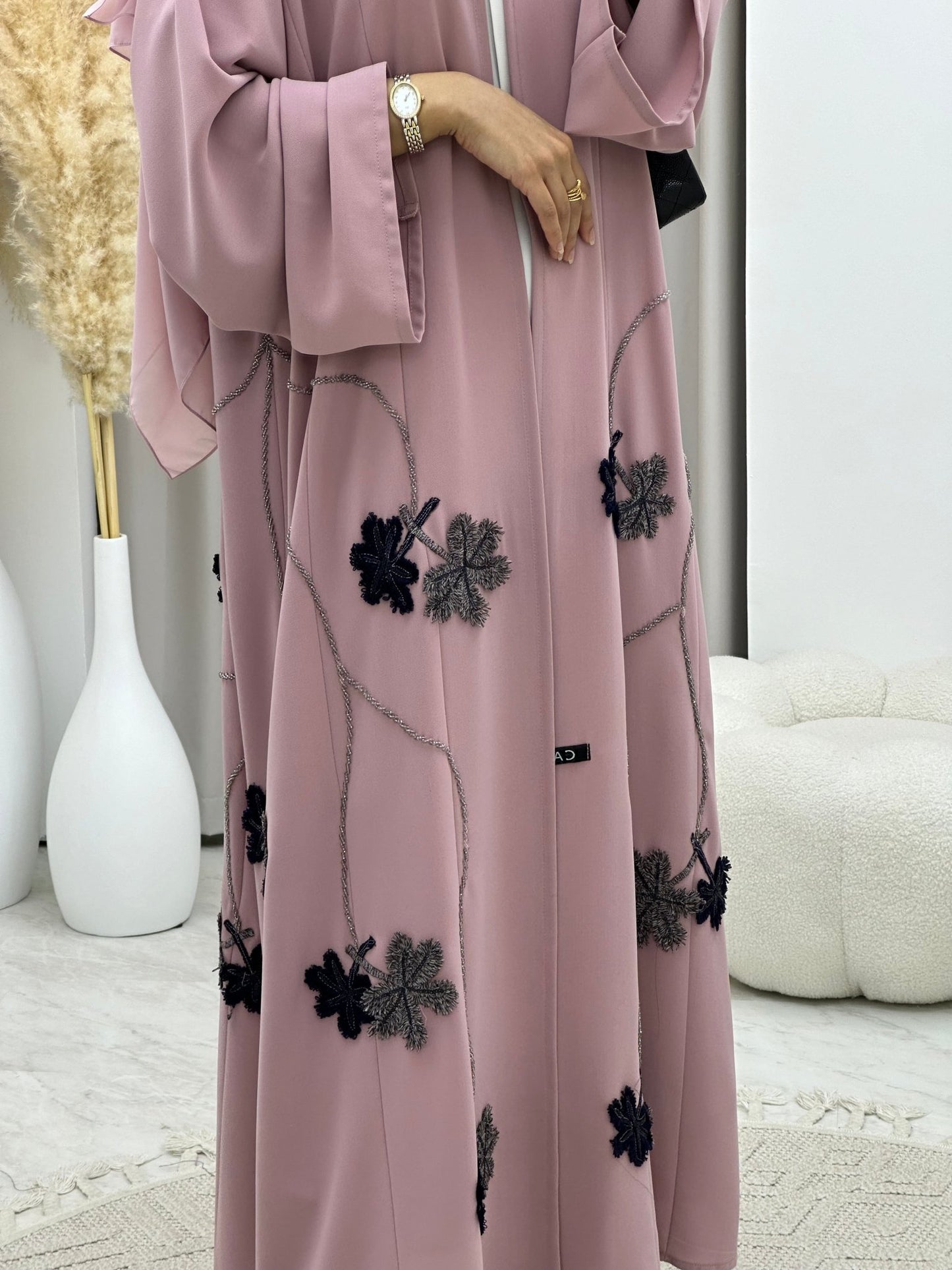 C 0205 Pink Beaded Abaya