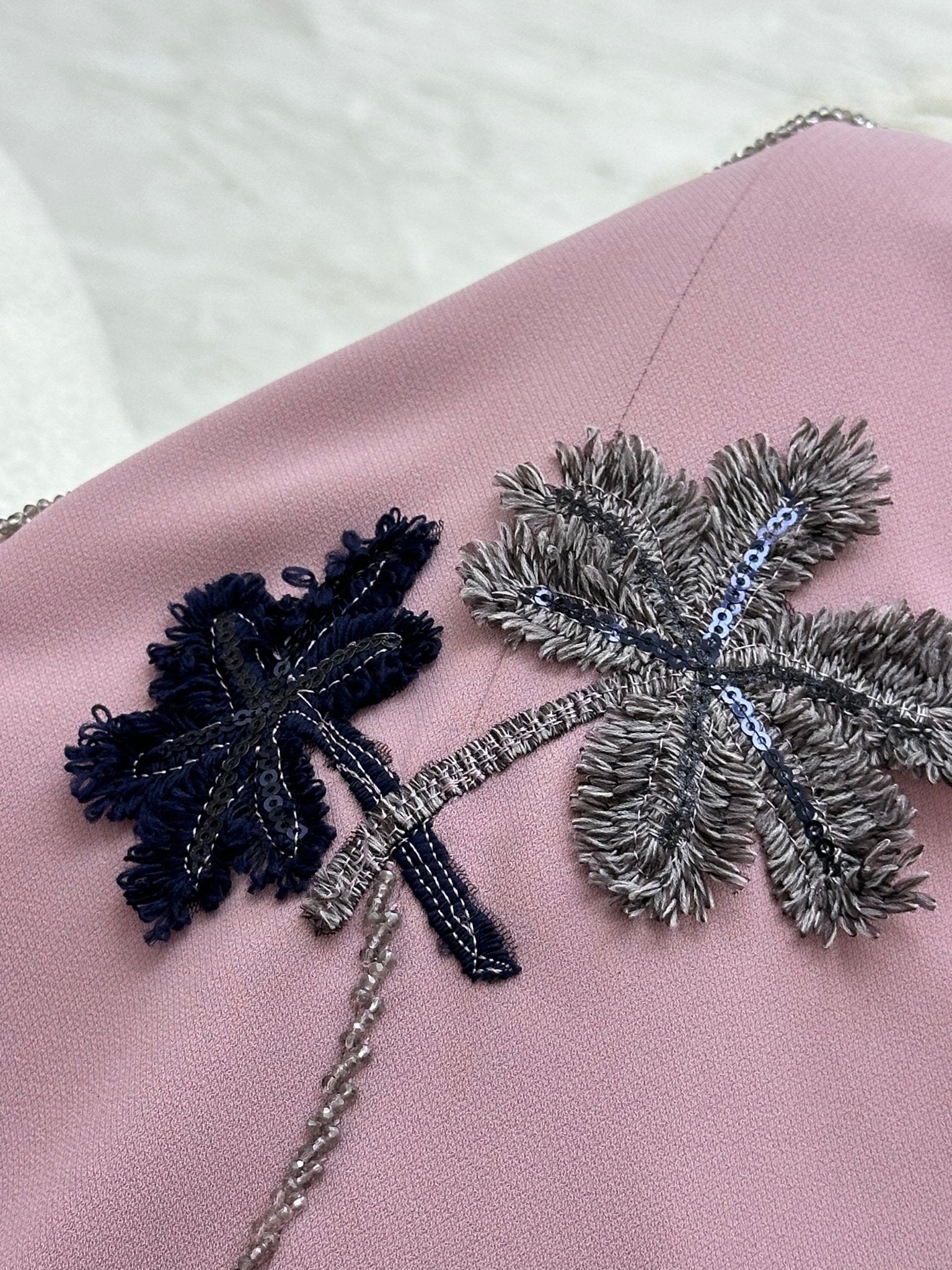 C 0205 Pink Beaded Abaya