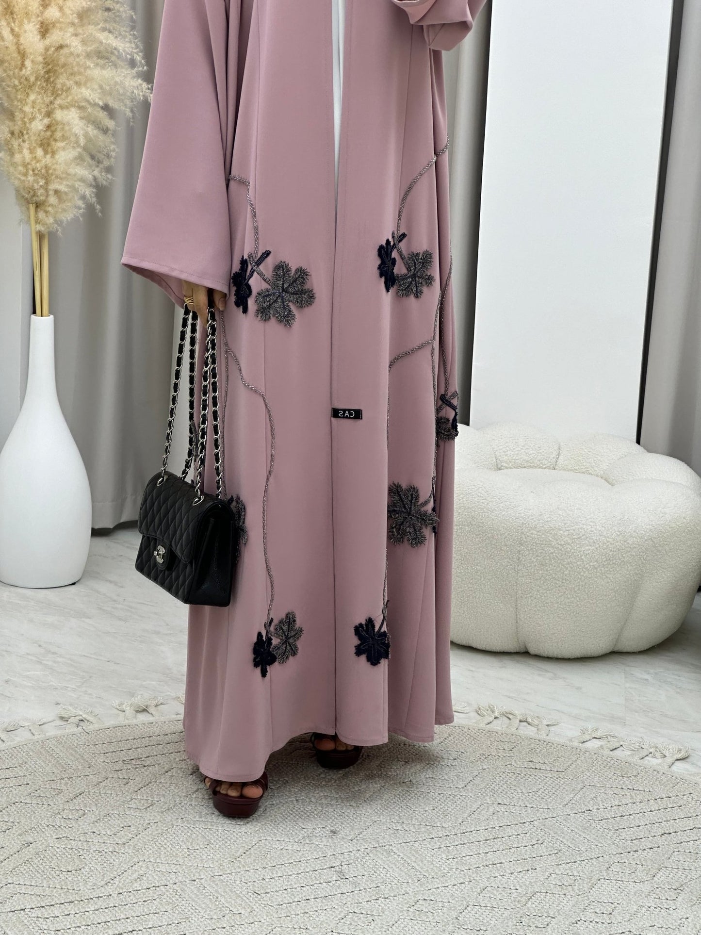 C 0205 Pink Beaded Abaya