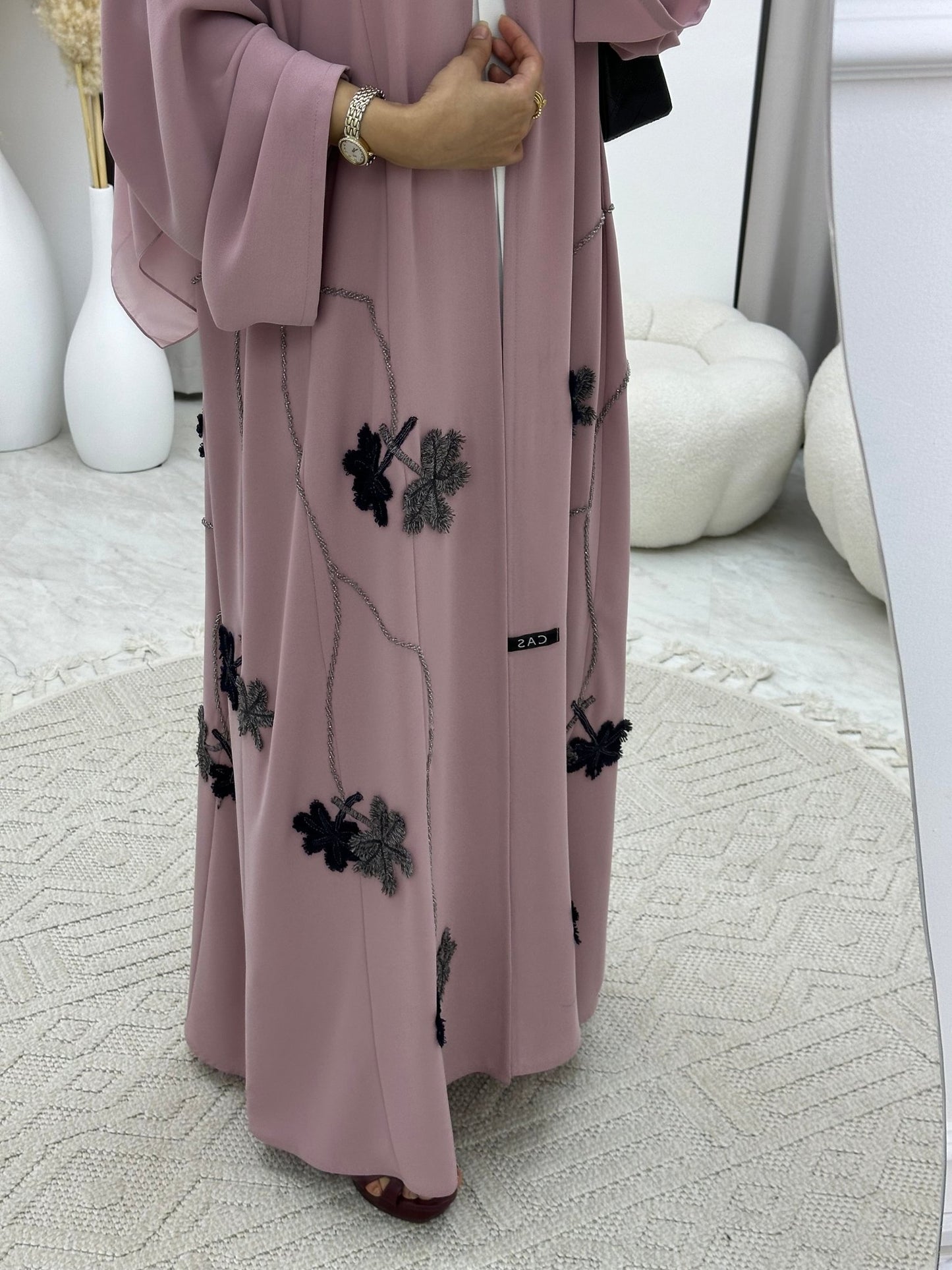 C 0205 Pink Beaded Abaya