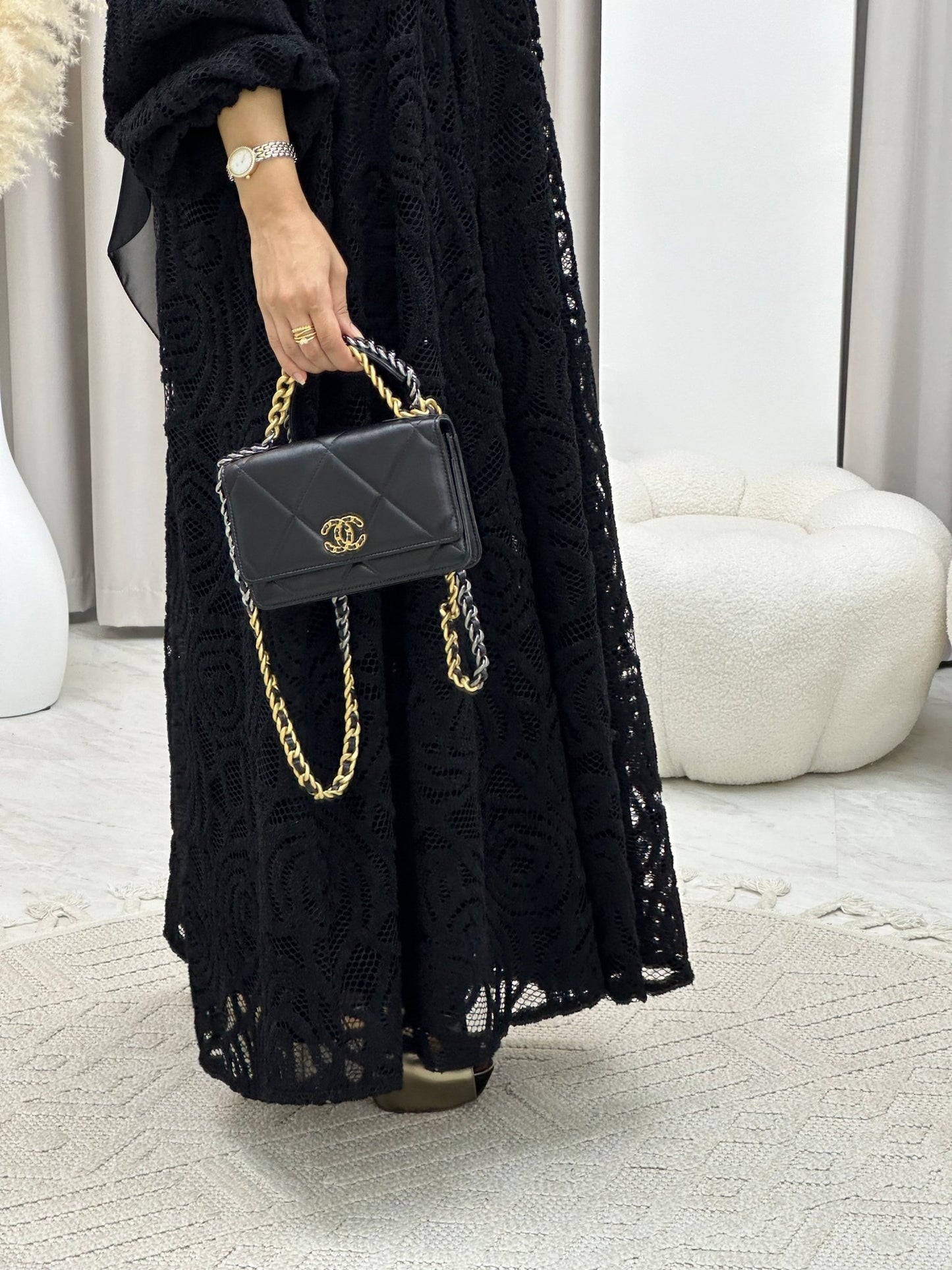 C 0211 Black Dantel Abaya