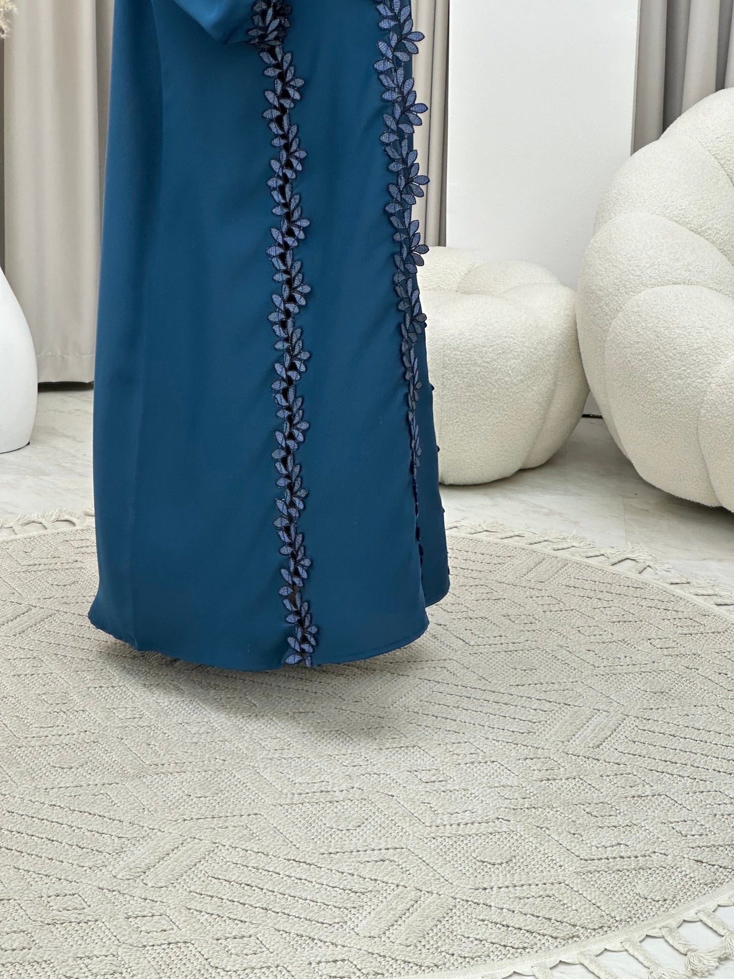 C 0217 - 03 Turquoise Floral Lace Abaya