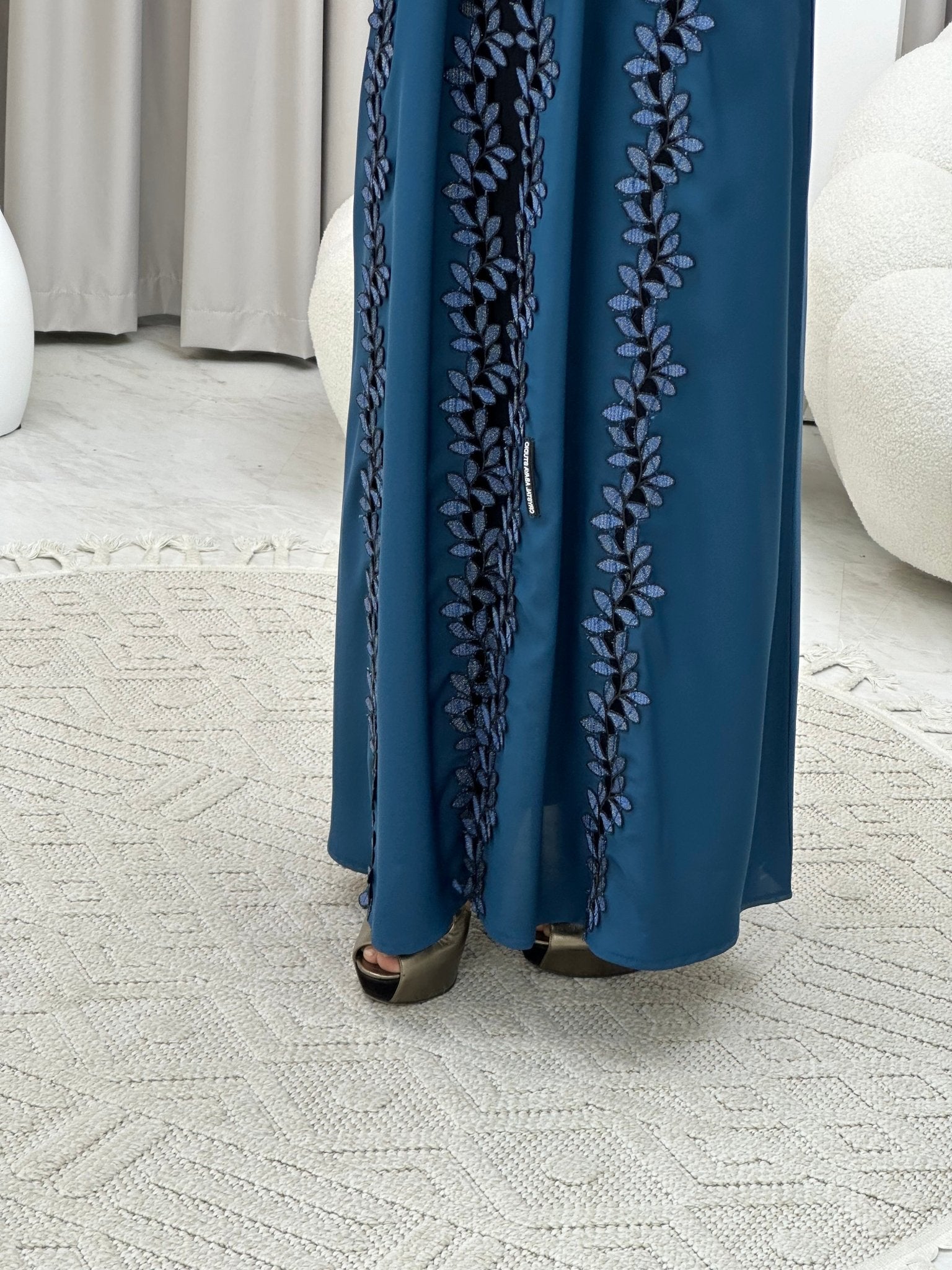 C 0217 - 03 Turquoise Floral Lace Abaya